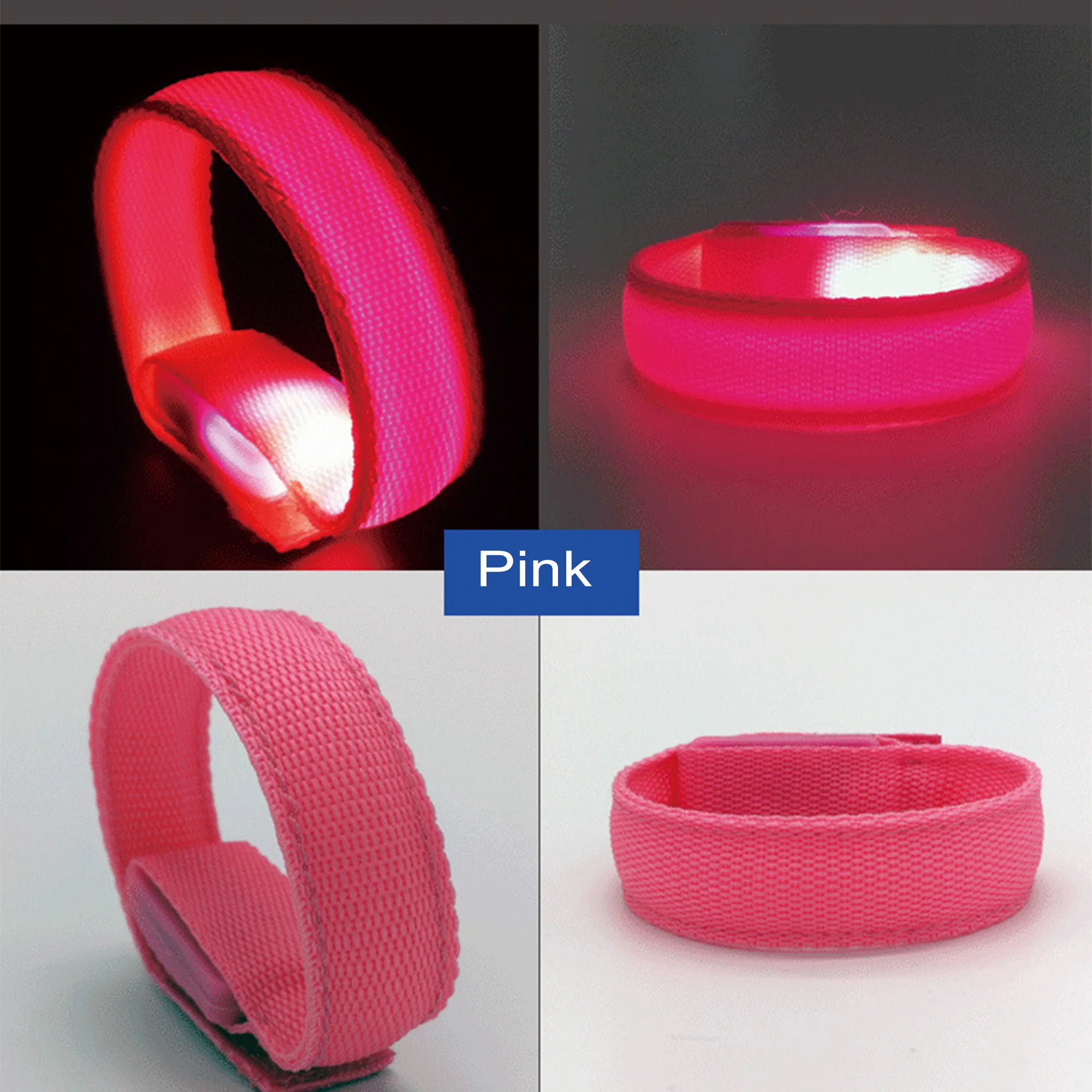 Led Glow Wristband With Velcro Closure