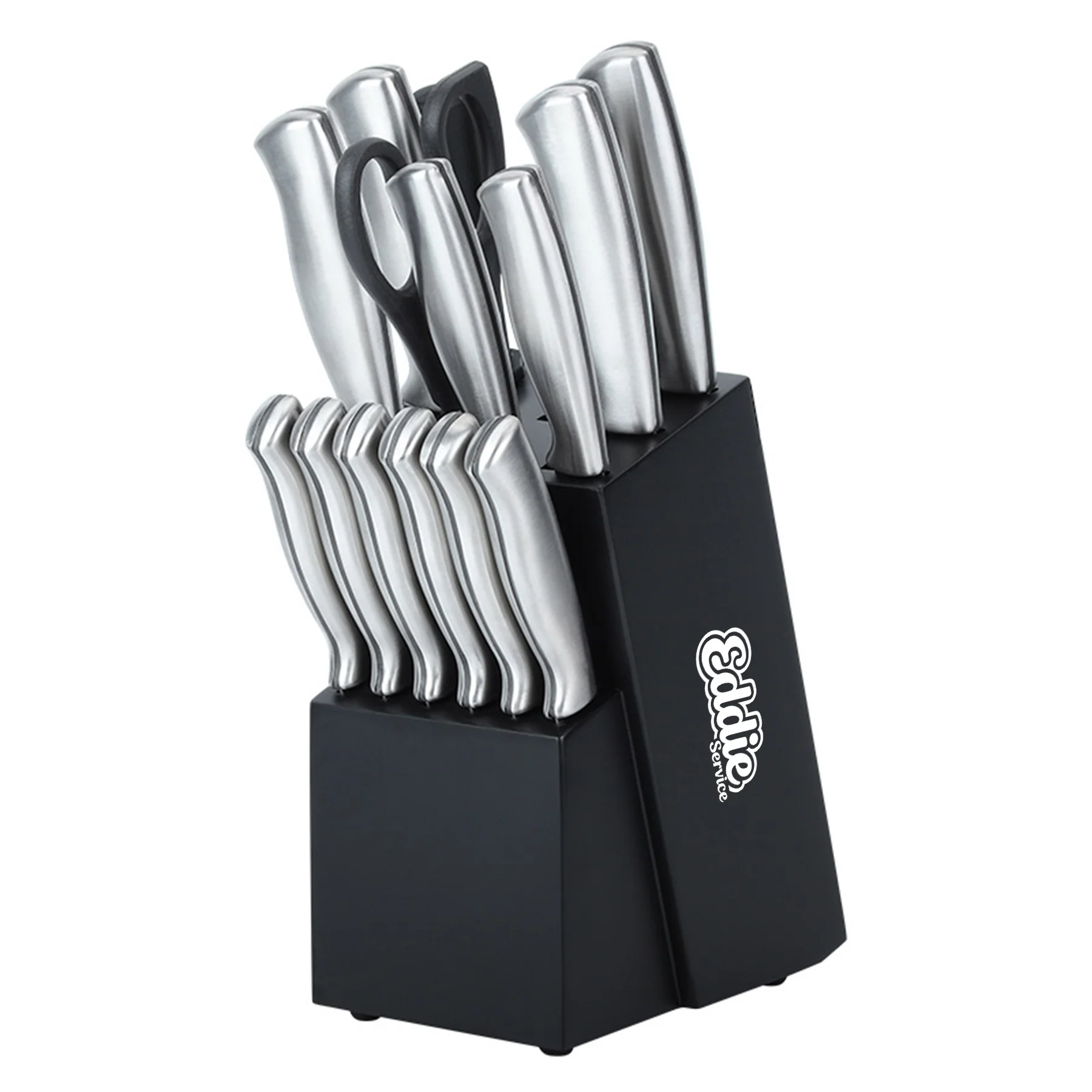 15-Piece Stainless Steel Kitchen Knife Block Set
