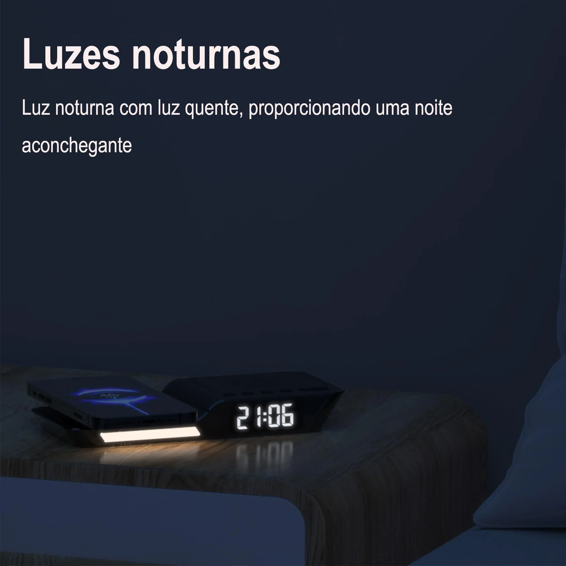 Home Dual Cell Phone Wireless Charging With Digital Clock