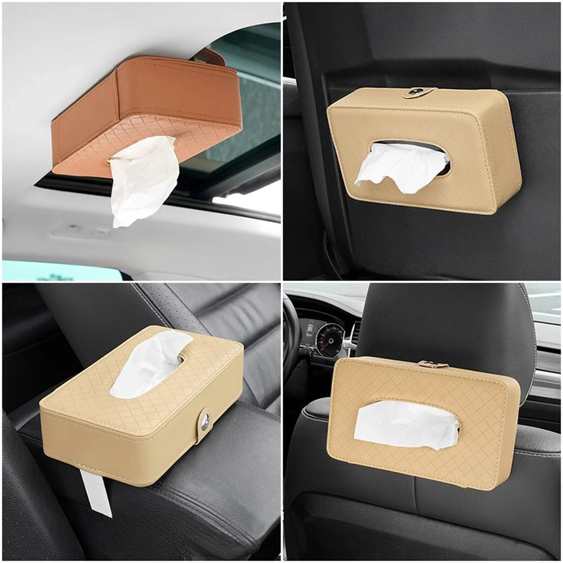 Portable Leather Car Sun Visor Napkin Holder Tissue Holder