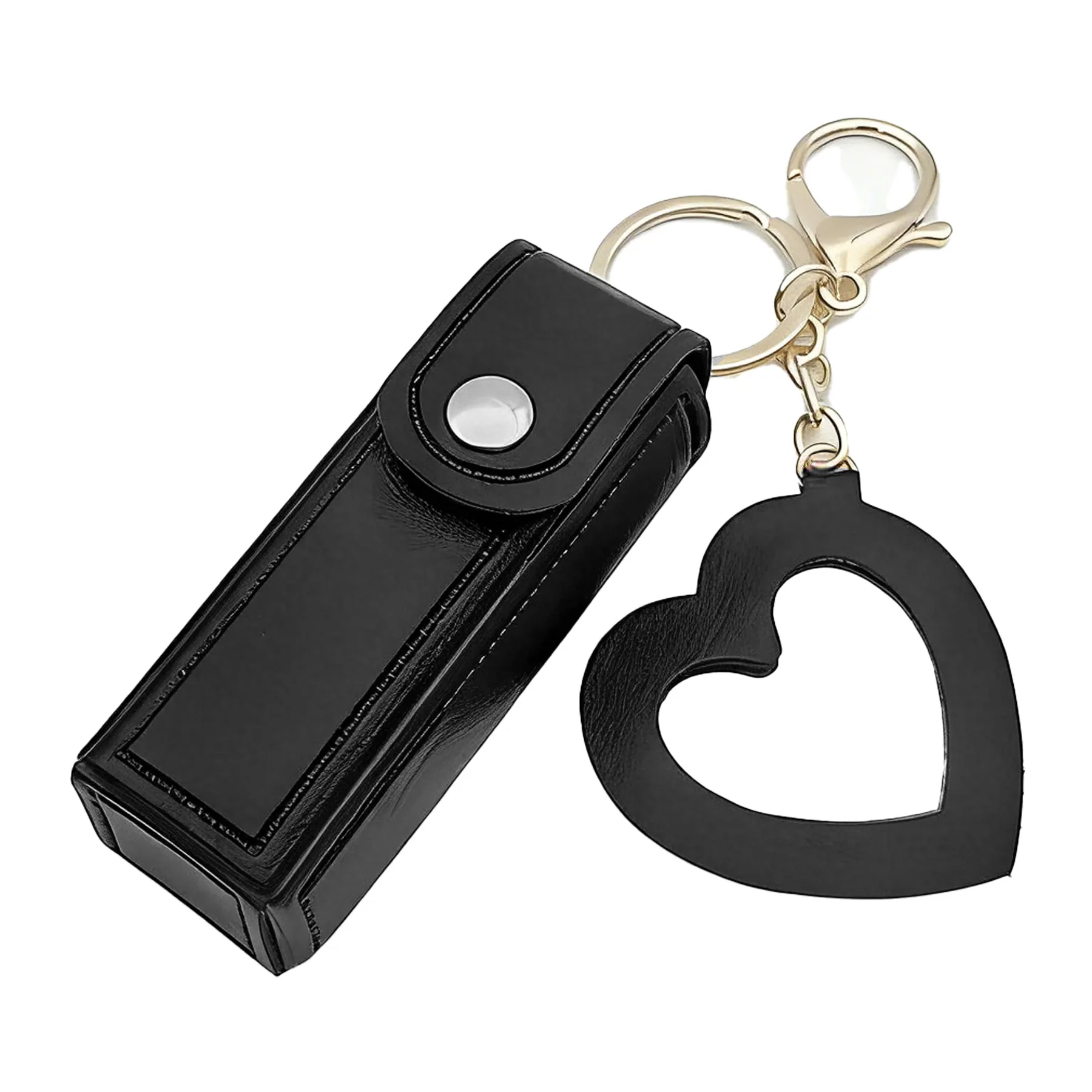 Lipstick Holder Keychain With Heart Mirror