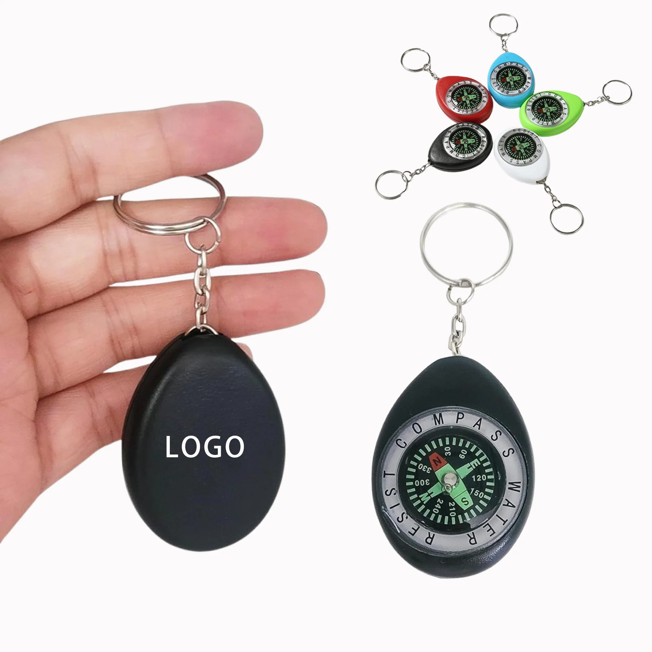 Oval Shape Compass Swivel Keychain