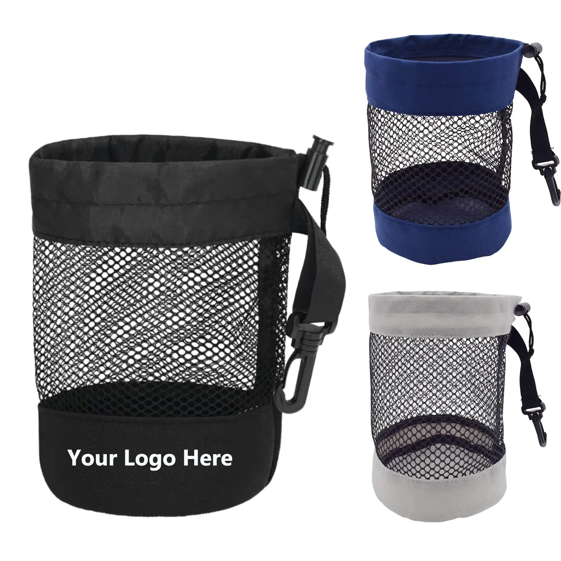 Nylon Mesh Golf Ball Bag With Drawstring Closure
