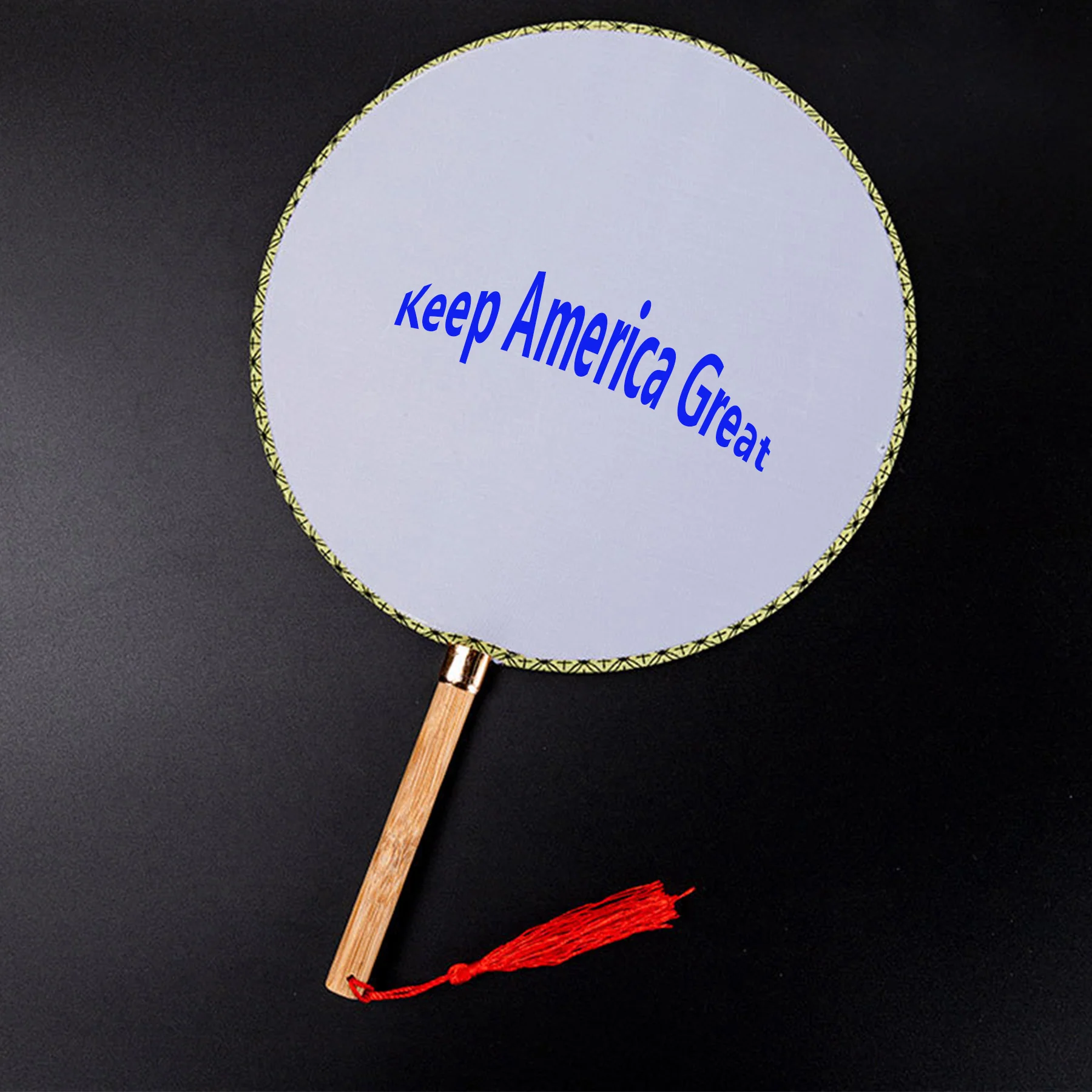 Bamboo Handle Round Fan