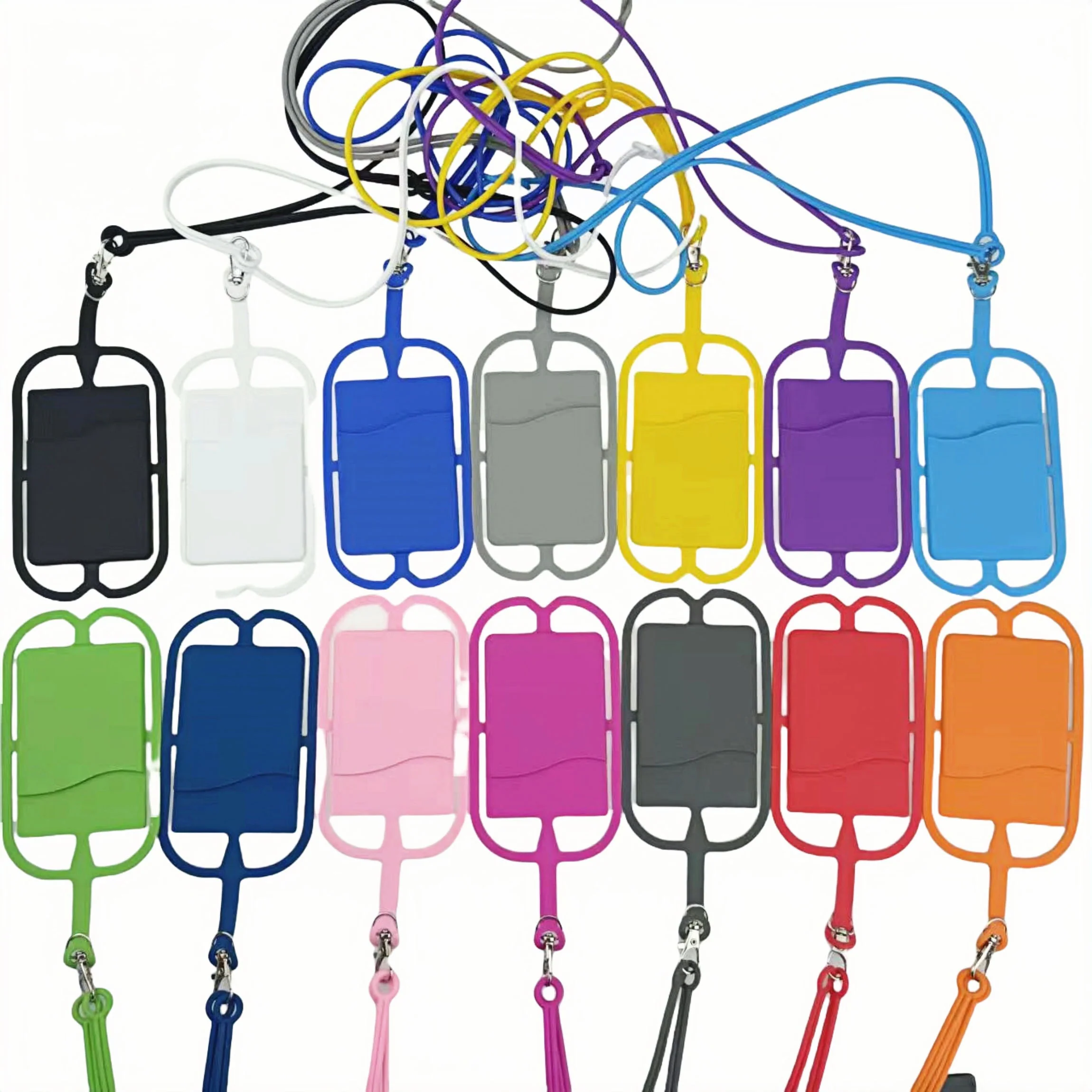 Silicone Neck Card Holder Cell Phone Lanyard Card Sticker