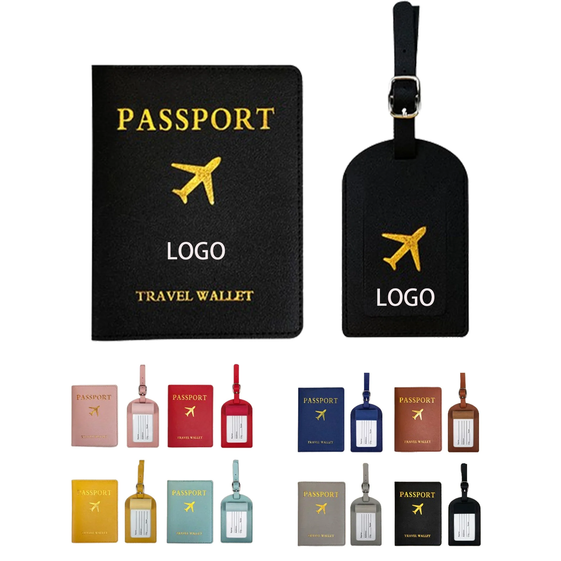 Leather Passport Holder Cover And Luggage Travel Bag Tag Set