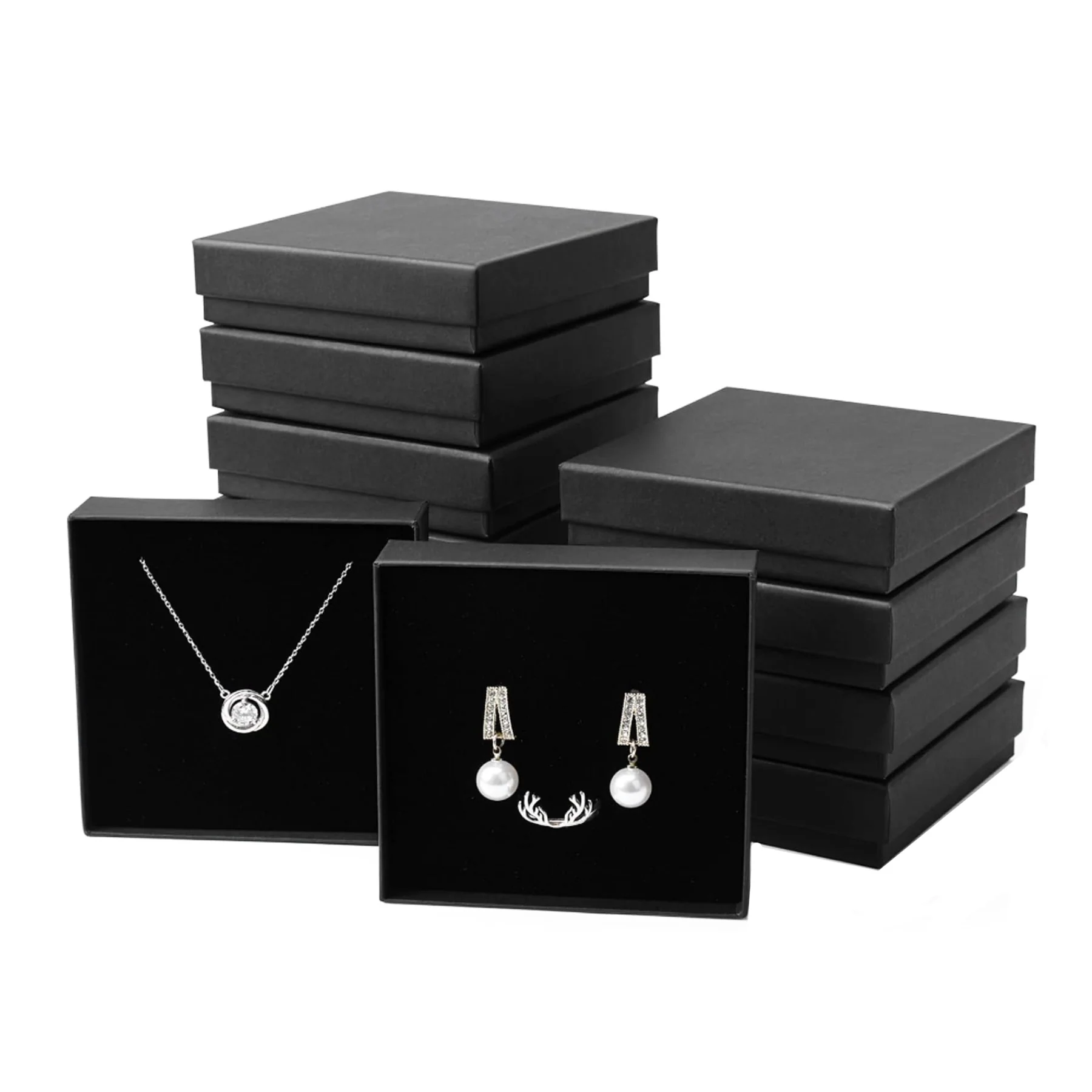 Cardboard Jewelry Boxes With Lids For Necklace Ring Earring Display Box