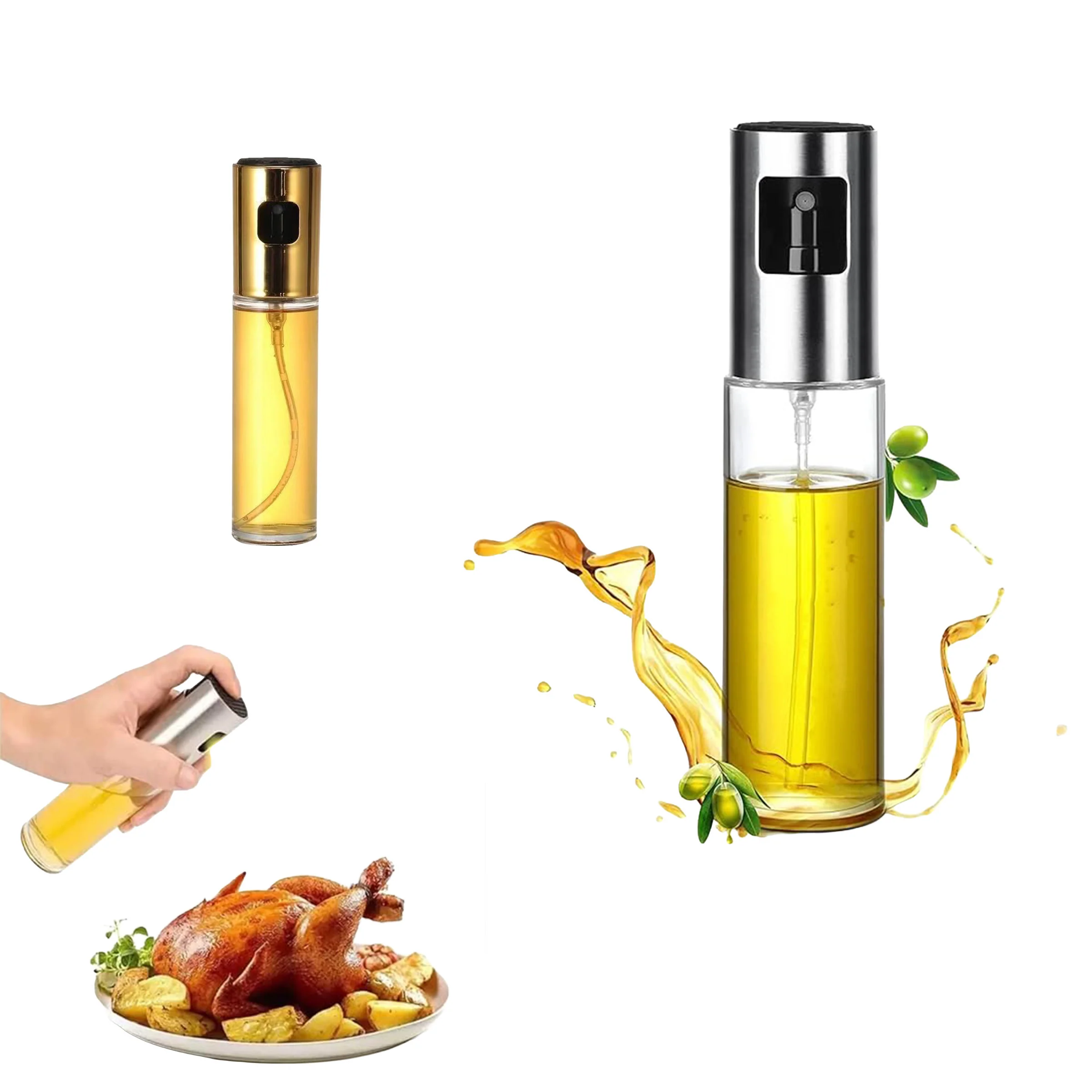 Pump-Action Glass Oil Spray Bottle