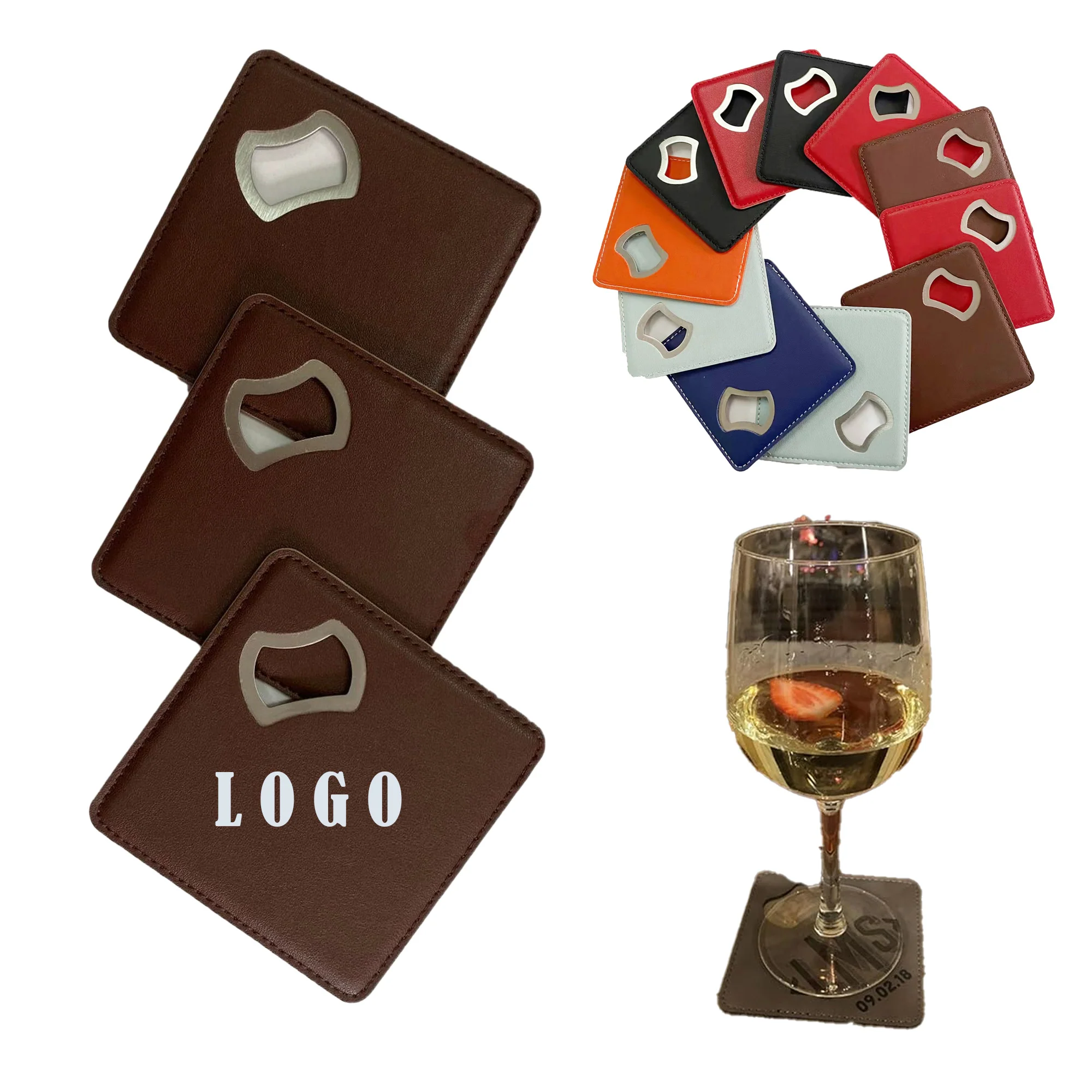 Pu Leather Bottle Opener Coaster