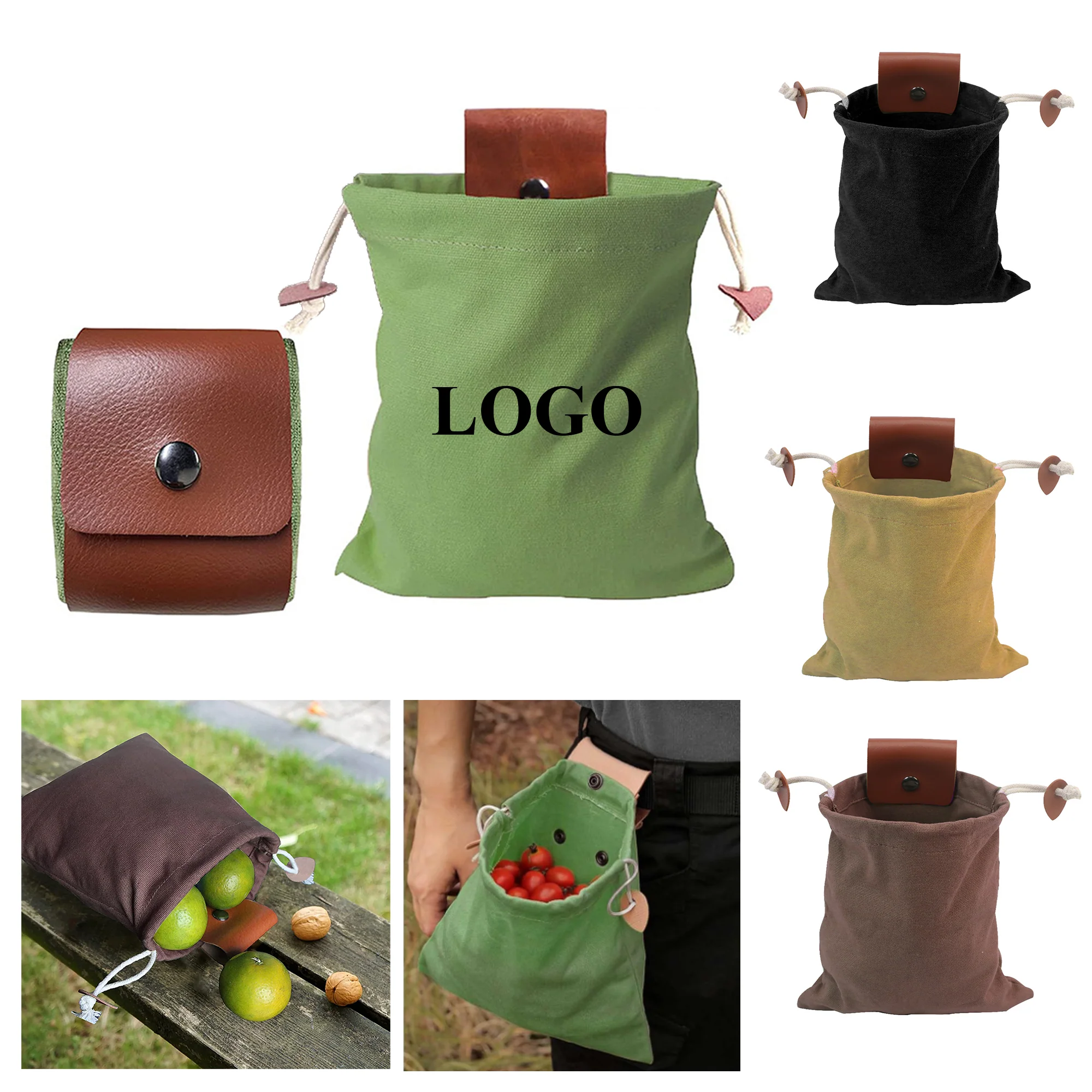 Collapsible Drawstring Canvas Foraging Bag