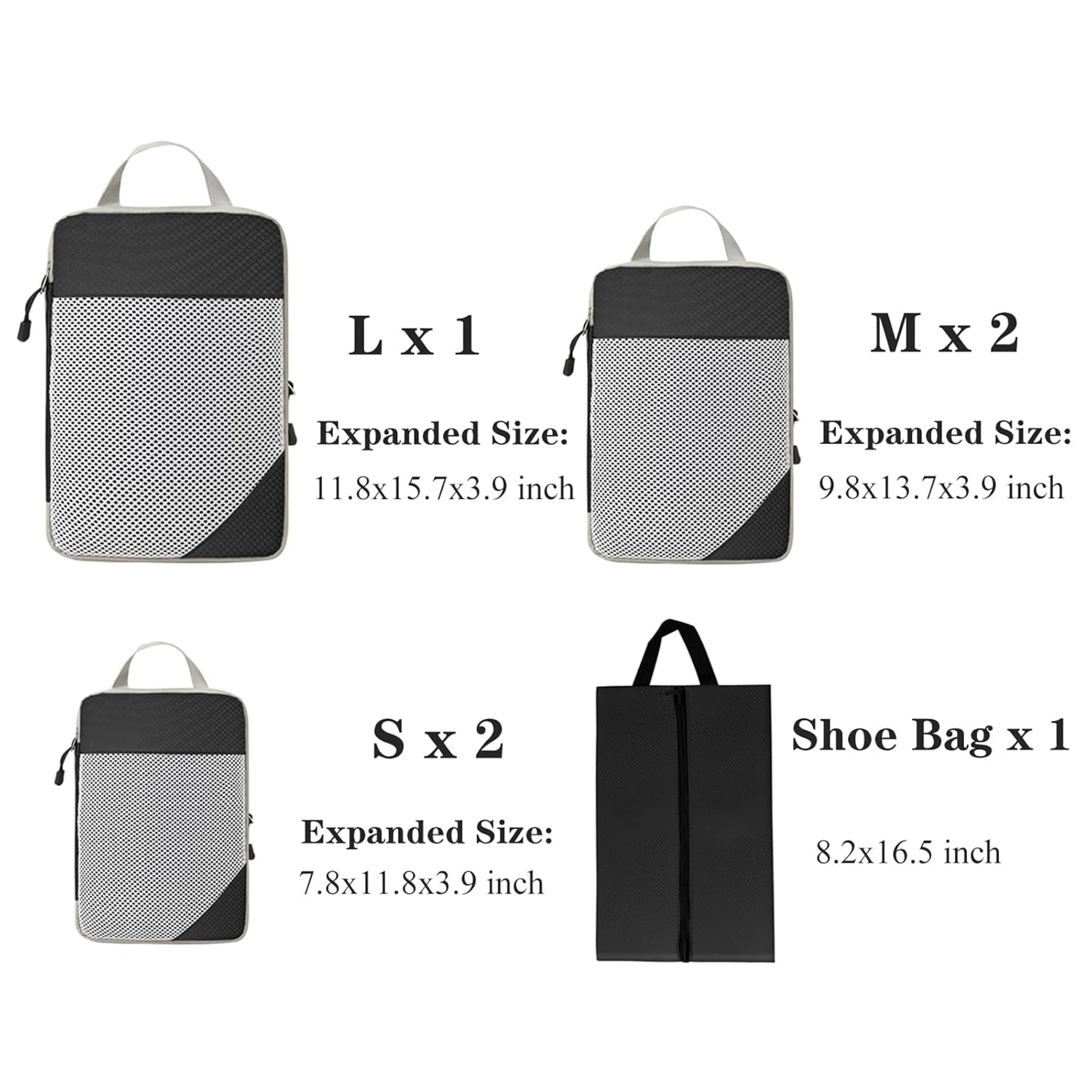 4 Set Travel Compression Packing Cubes For Suitcases