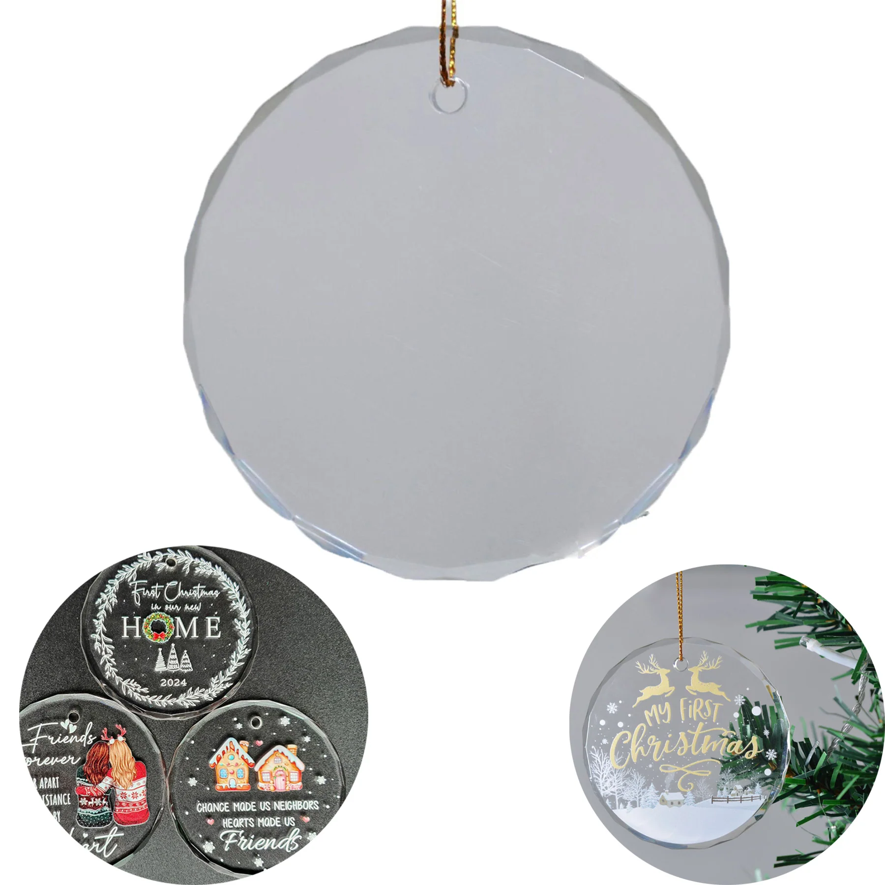 Clear Acrylic Ornaments With Holiday Designs