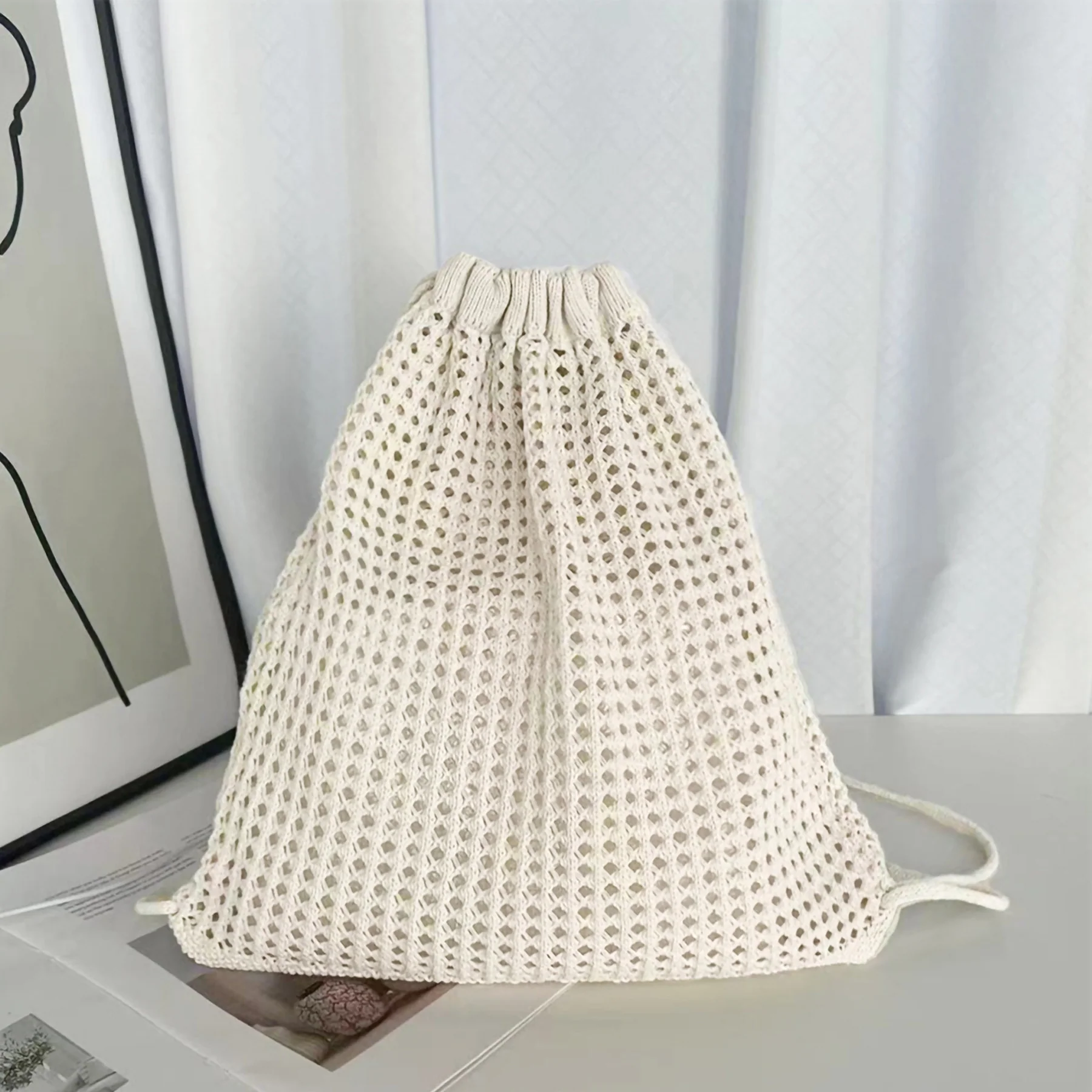 Both Shoulder Solid Color Knitted Bag