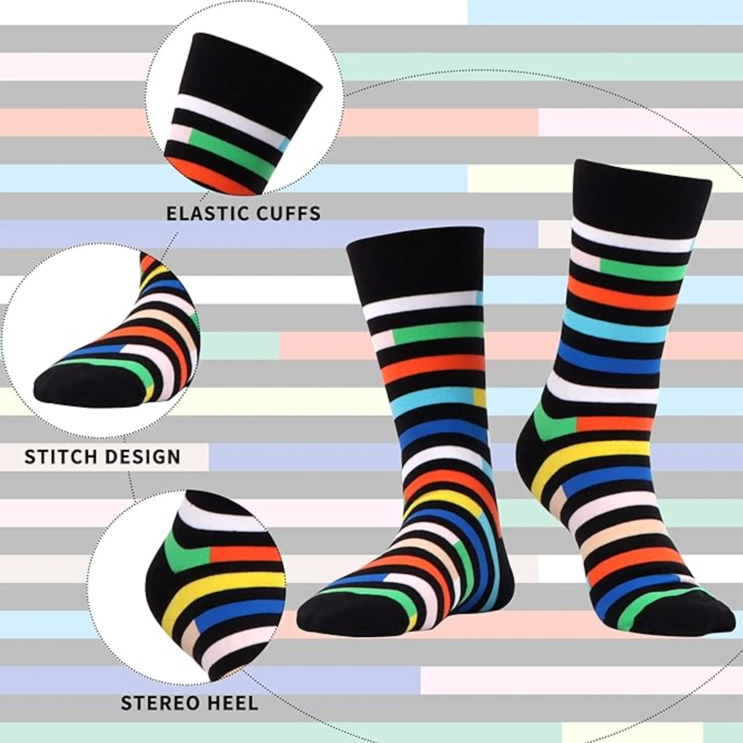 Custom Full Color logo Knit Cotton Crew Jacquard Socks