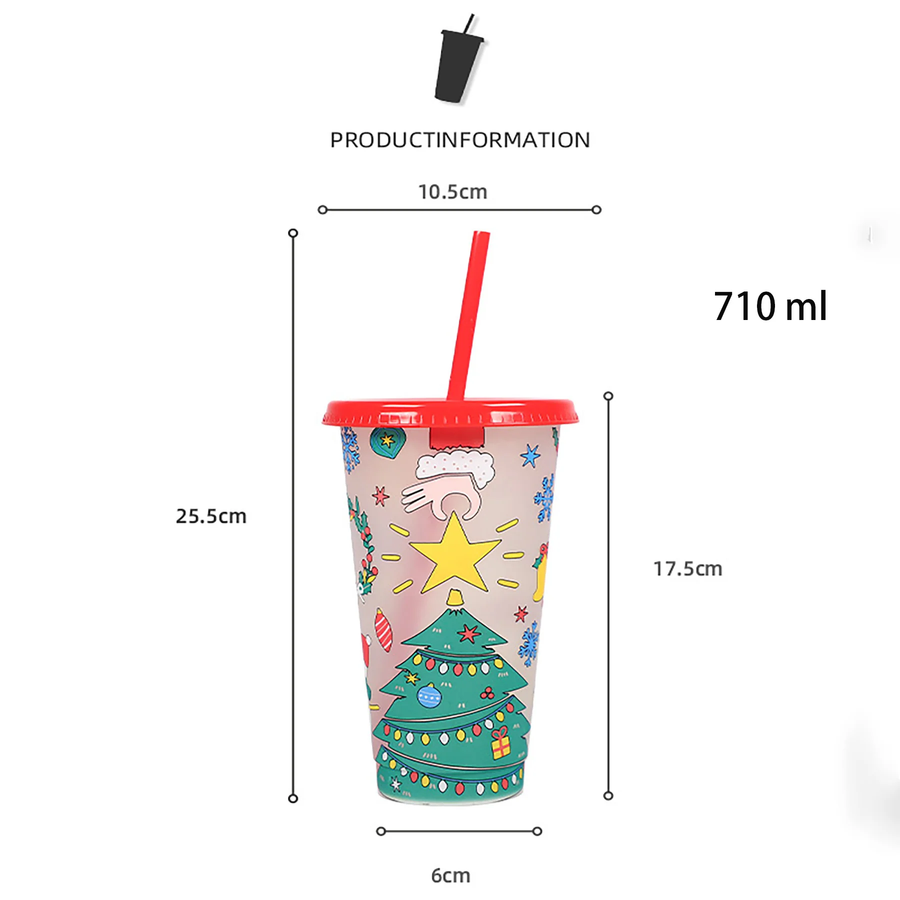 Festive Theme Color Changing Cold Cups With Lids Straws