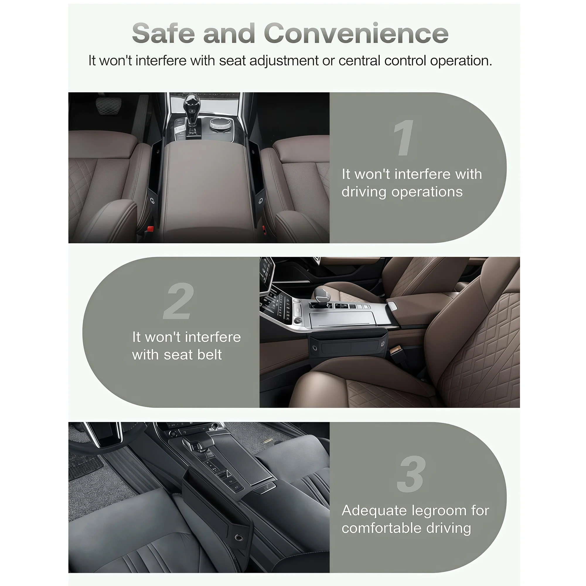 Premium Leather Car Seat Gap Filler Organizer