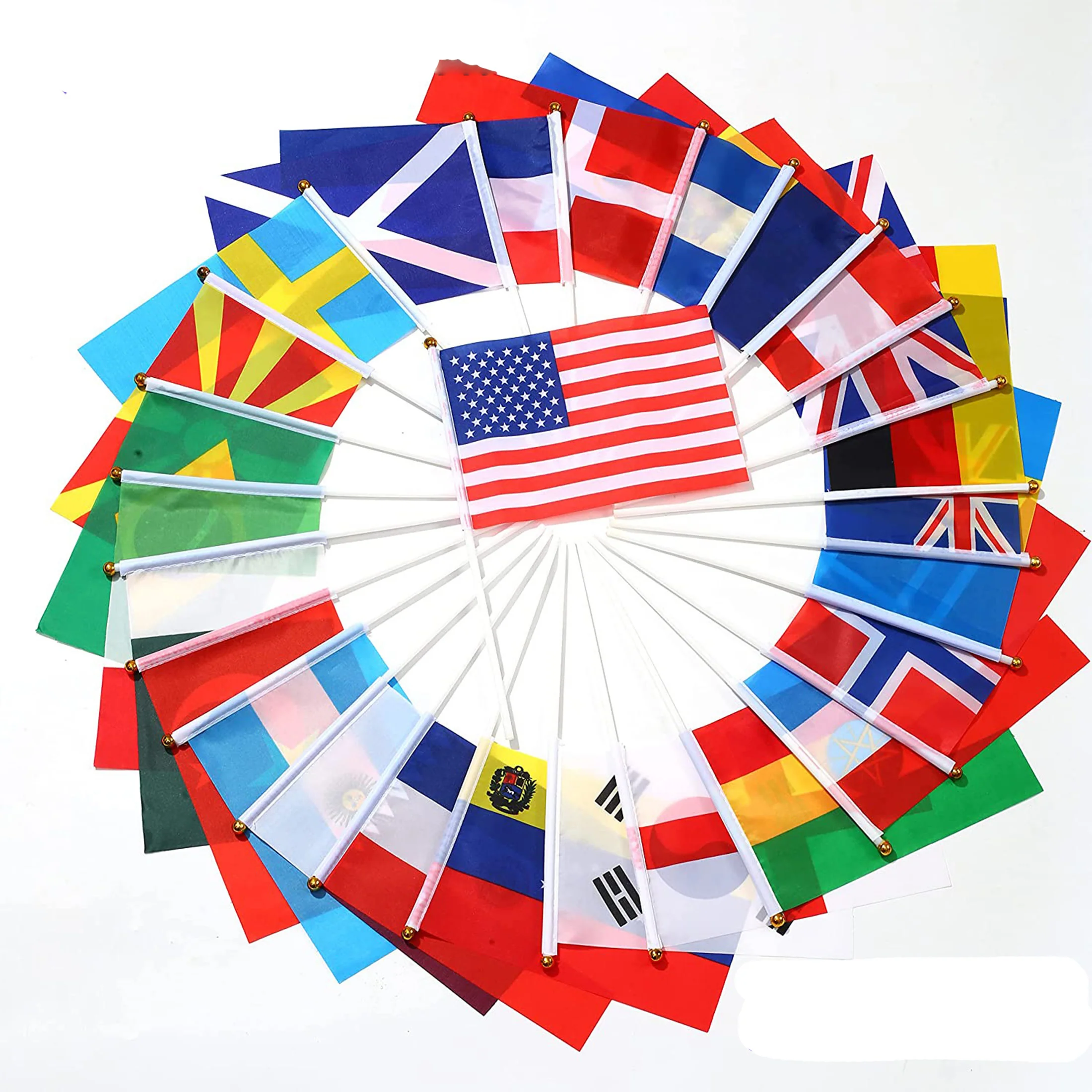 Full-Color Hand Held Polyester Stick Flags MOQ 100PCS