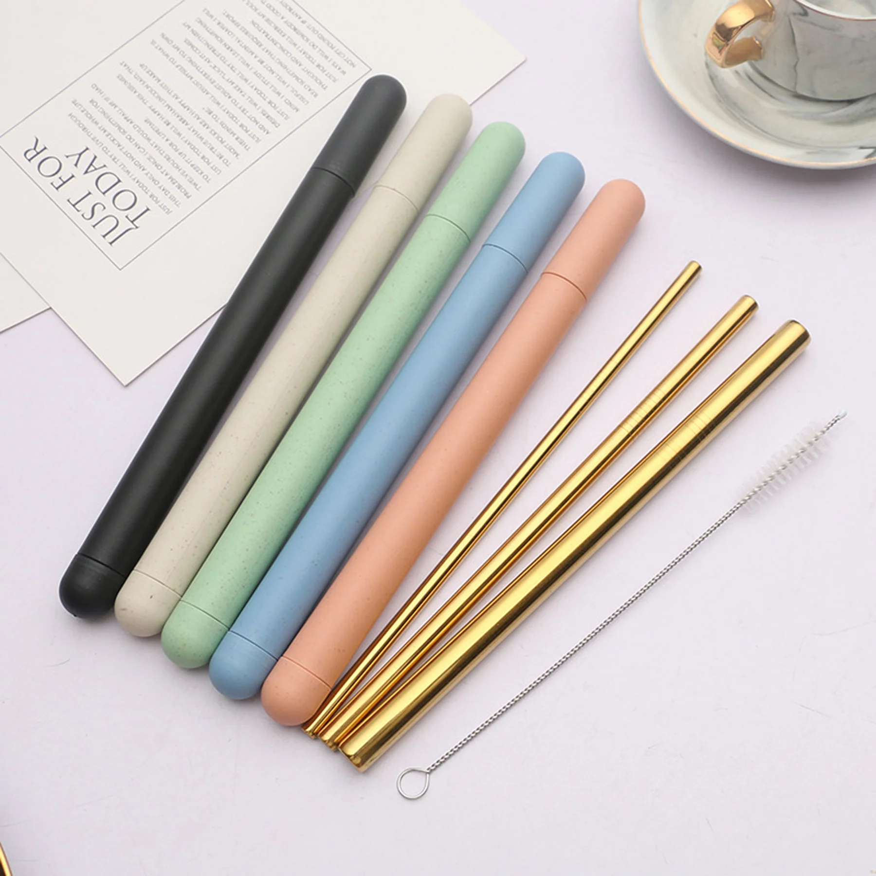Stainless Steel Straw Set With Shell And Brush