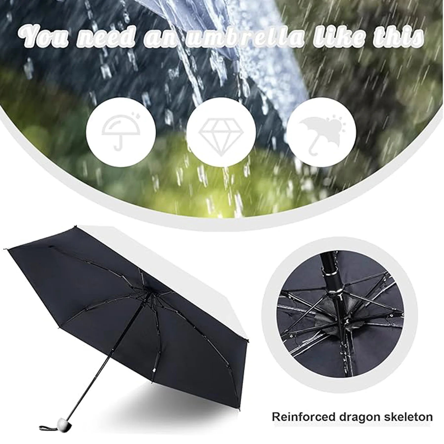 Six Panels Pocket Mini Umbrella Manual Open