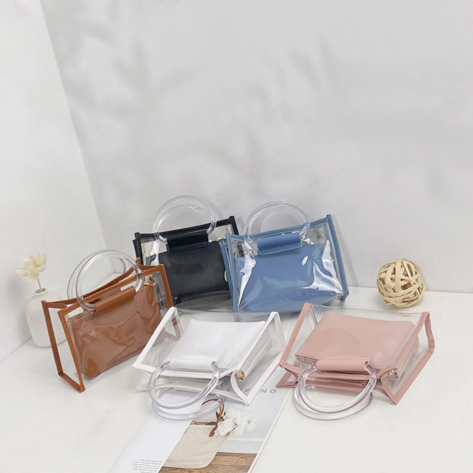 Clear Crossbody Bag with Removable Wristlet Pouch/ Tote Bag
