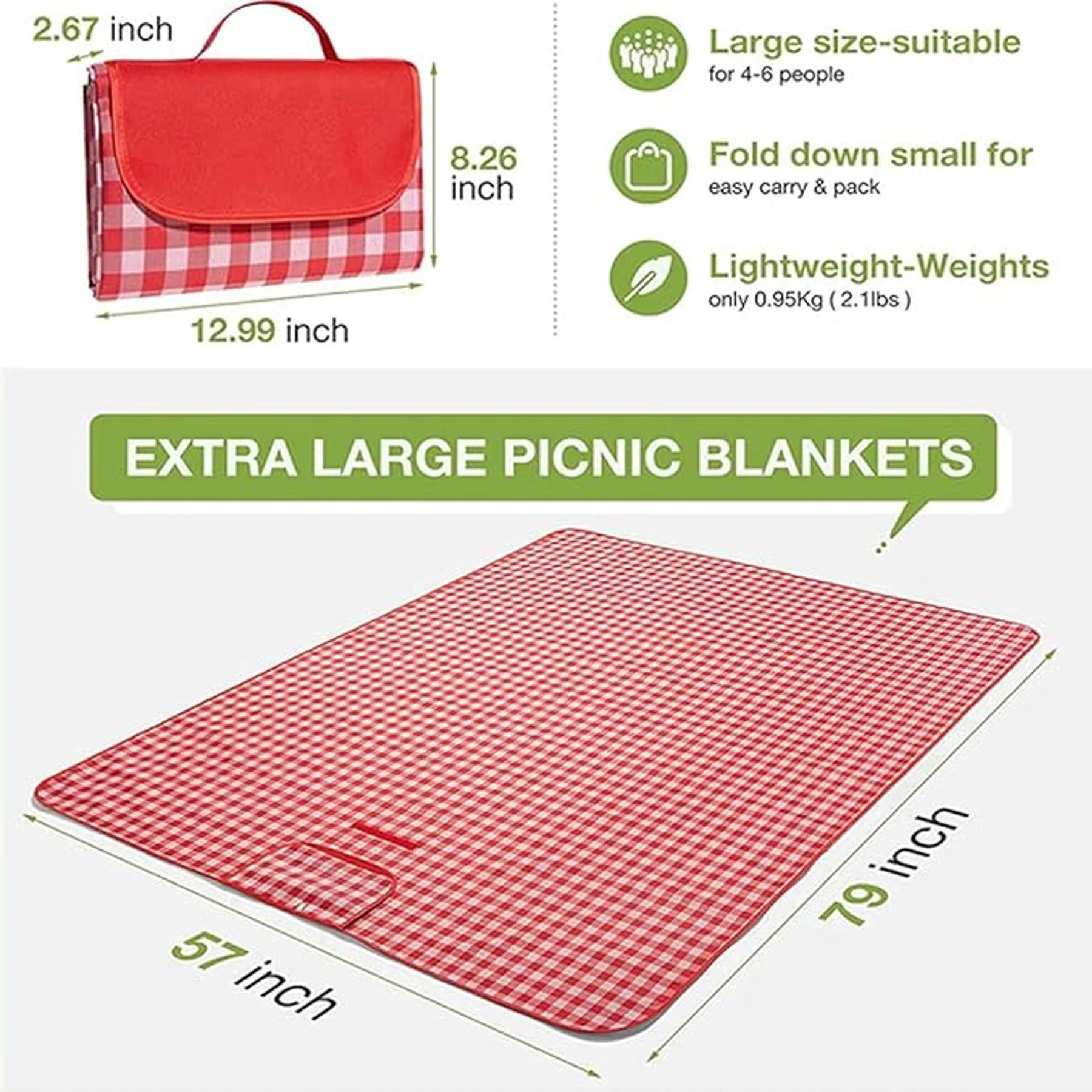 Extra Large Plaid Picnic Blanket