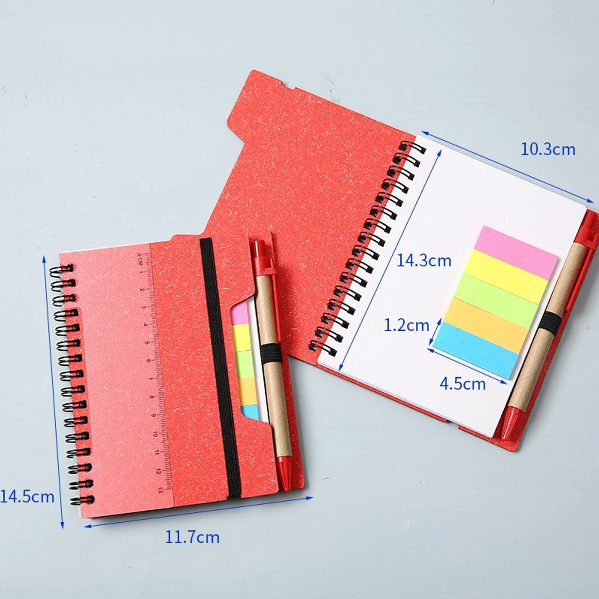 Spiral Notebook With Sticky Pen And Ruler