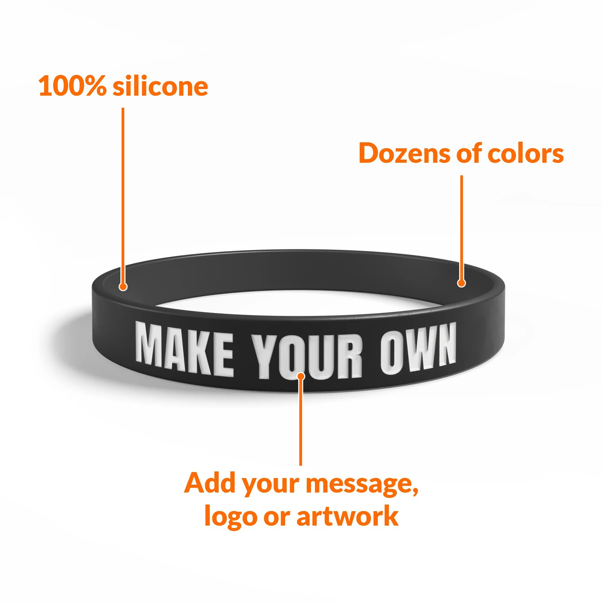 Classic Silicone Wristband (1/2" Wide)