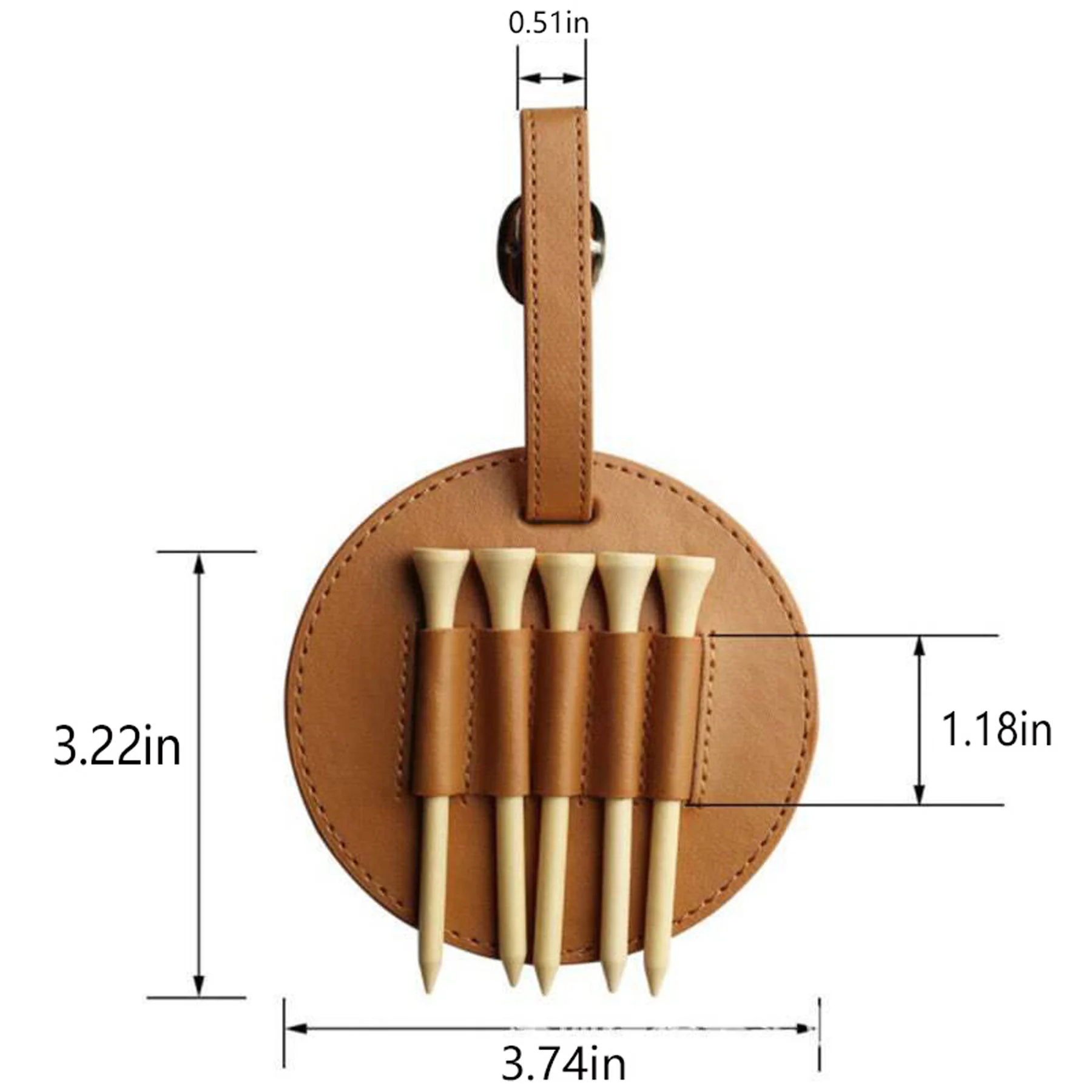 PU Golf Tee Holder with Carabiner Clip