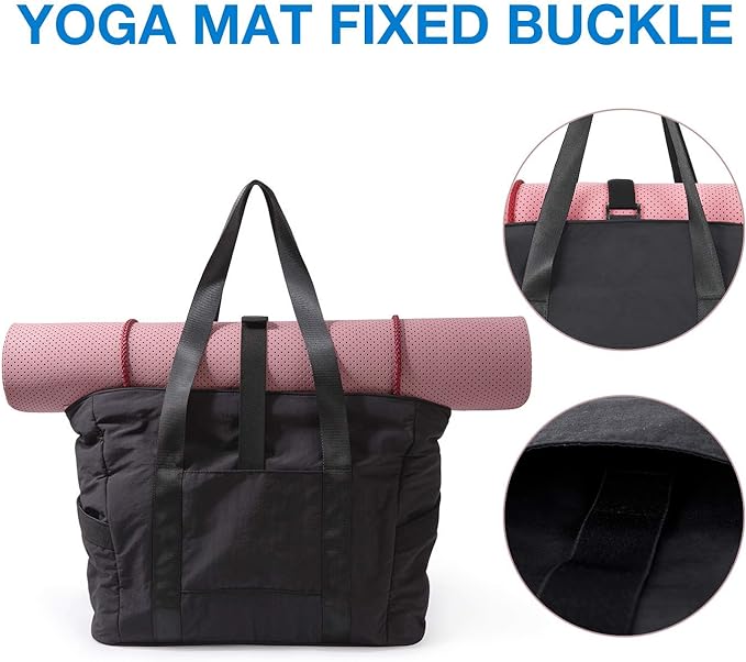 Women'S Shoulder Tote Bag With Zip And Yoga Mat Closure