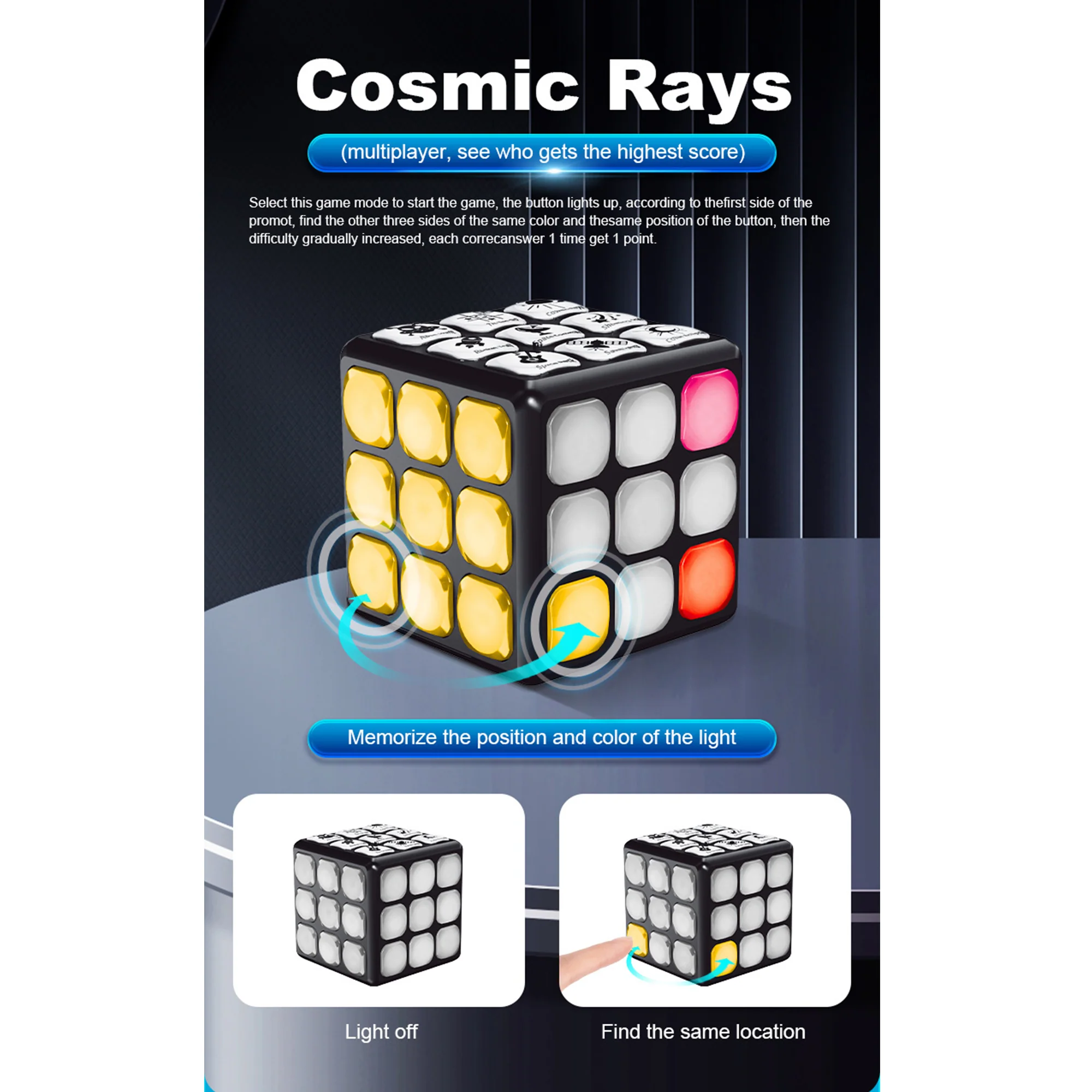 Rechargeable Game Activity Cube With 9 Fun Brain & Memory Games