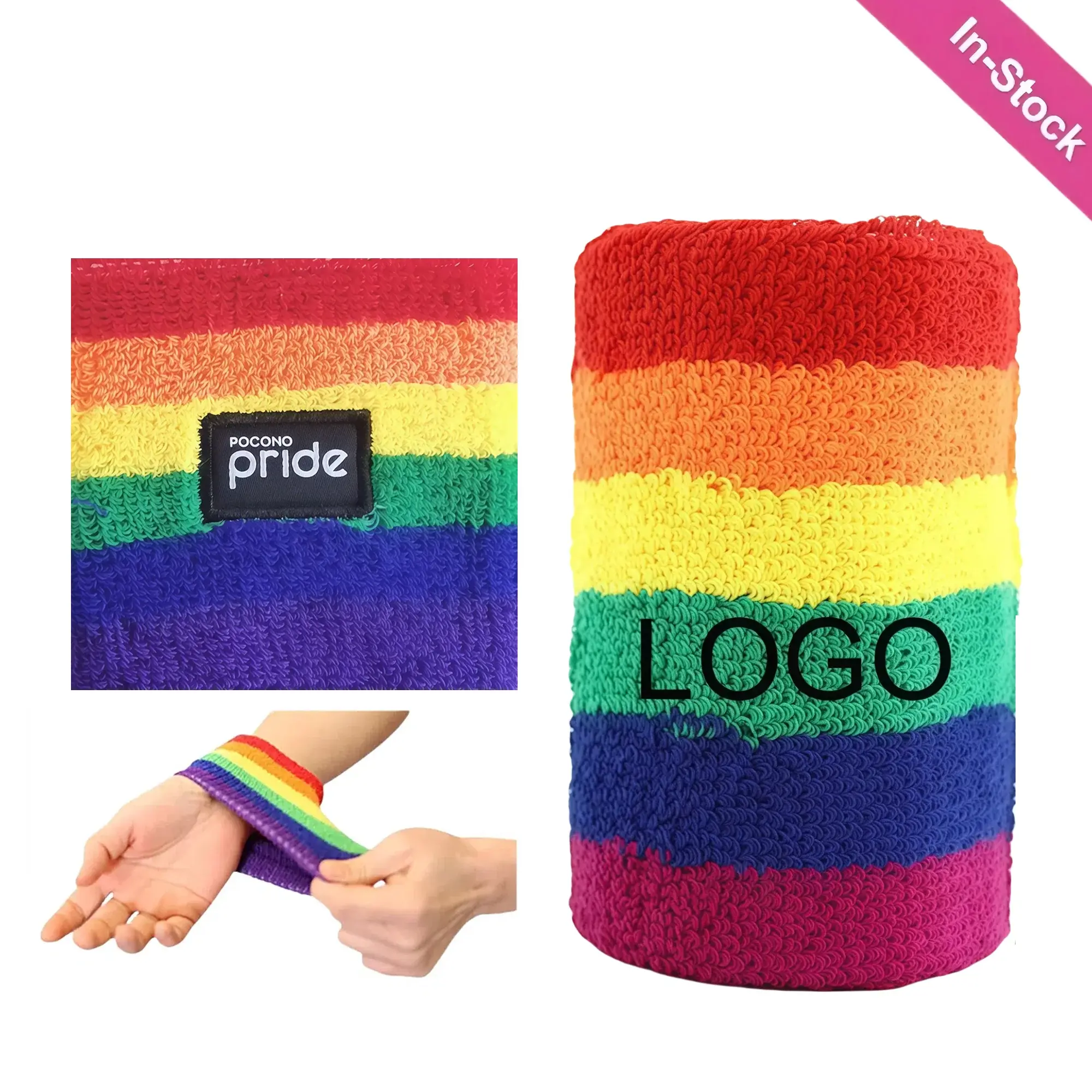Embroidered Patch Rainbow Bracer Sports Wristbands