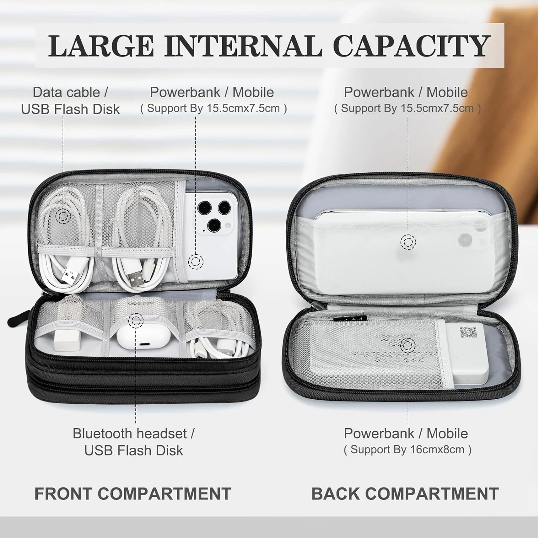 Waterproof Double-Layer Electronic Accessories Carrying Bag