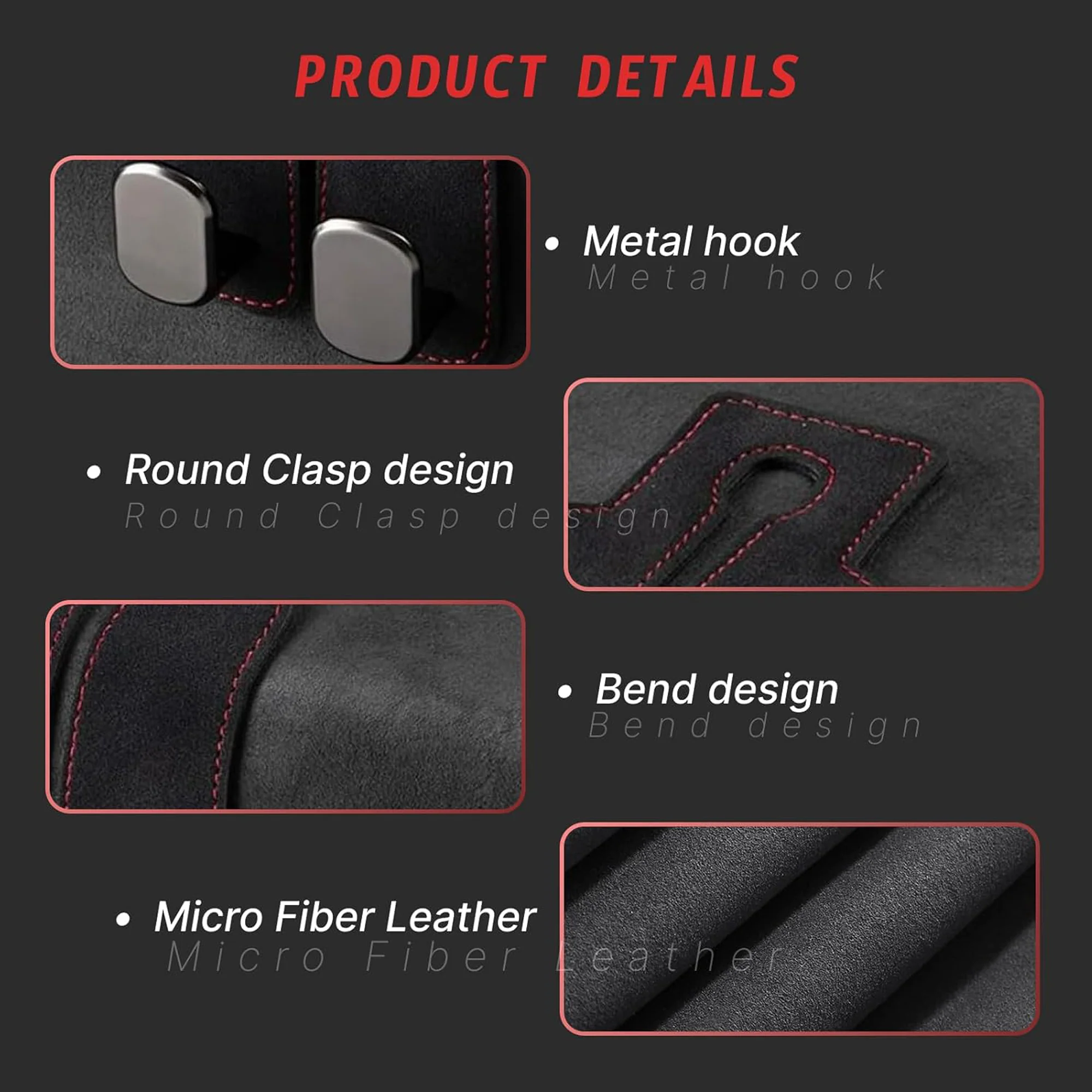Car Seat Leather Hooks For Headrest