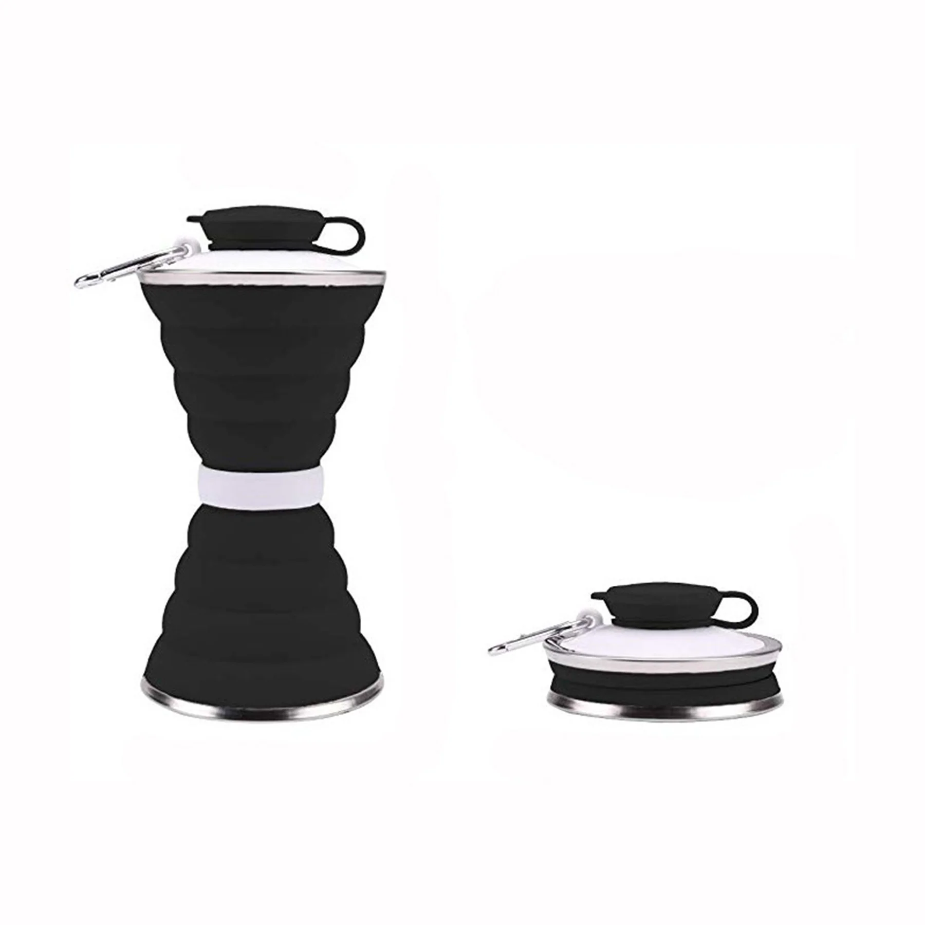 17 Oz Silicone Collapsible Water Bottle Cup With Carabiner