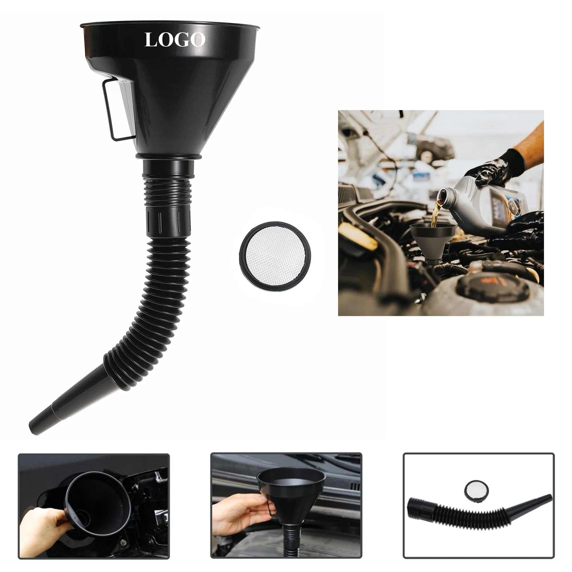 Wide Mouth Oil Funnel With Flexible Extension Nozzle Hose
