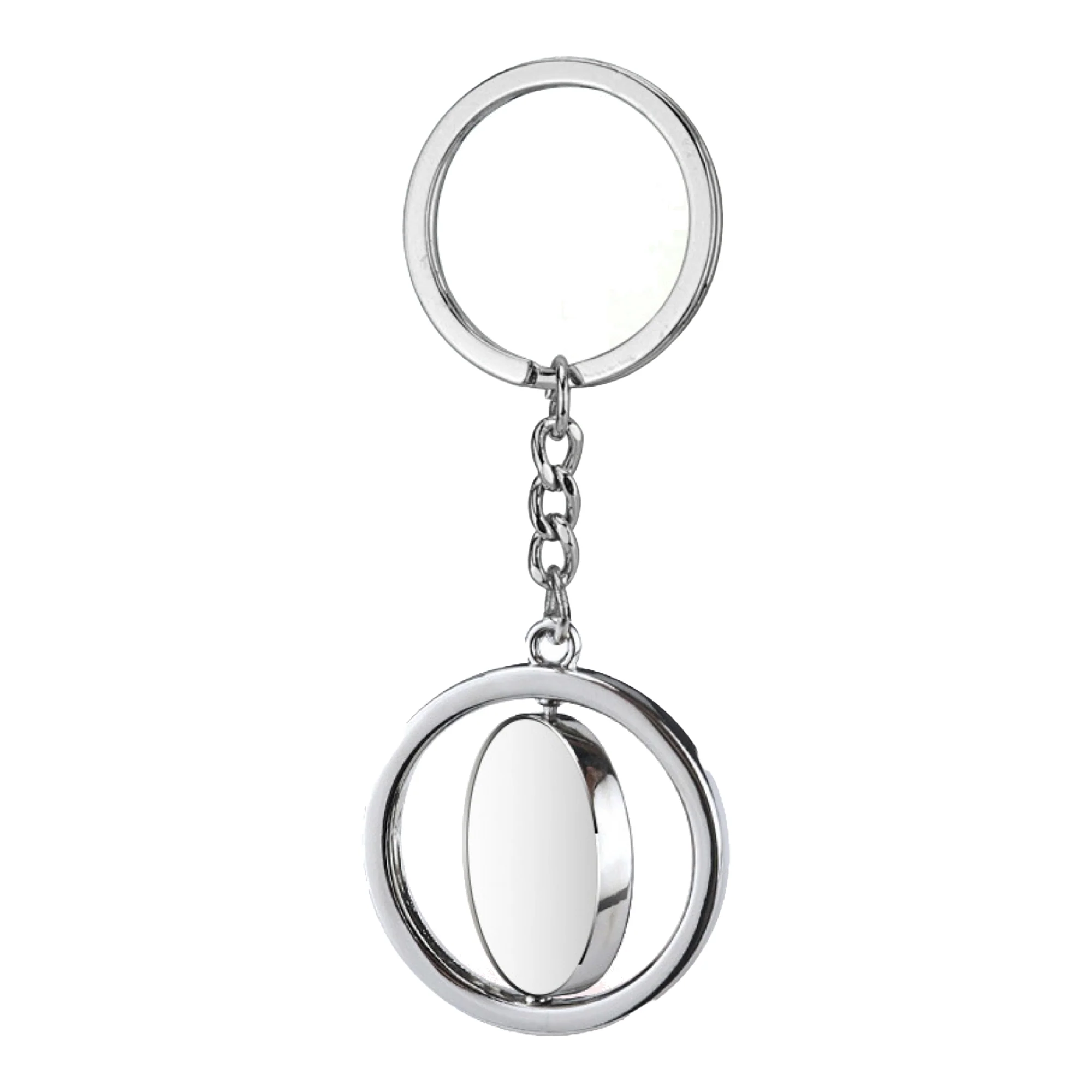 Round Double-Sided Rotating Metal Keychain