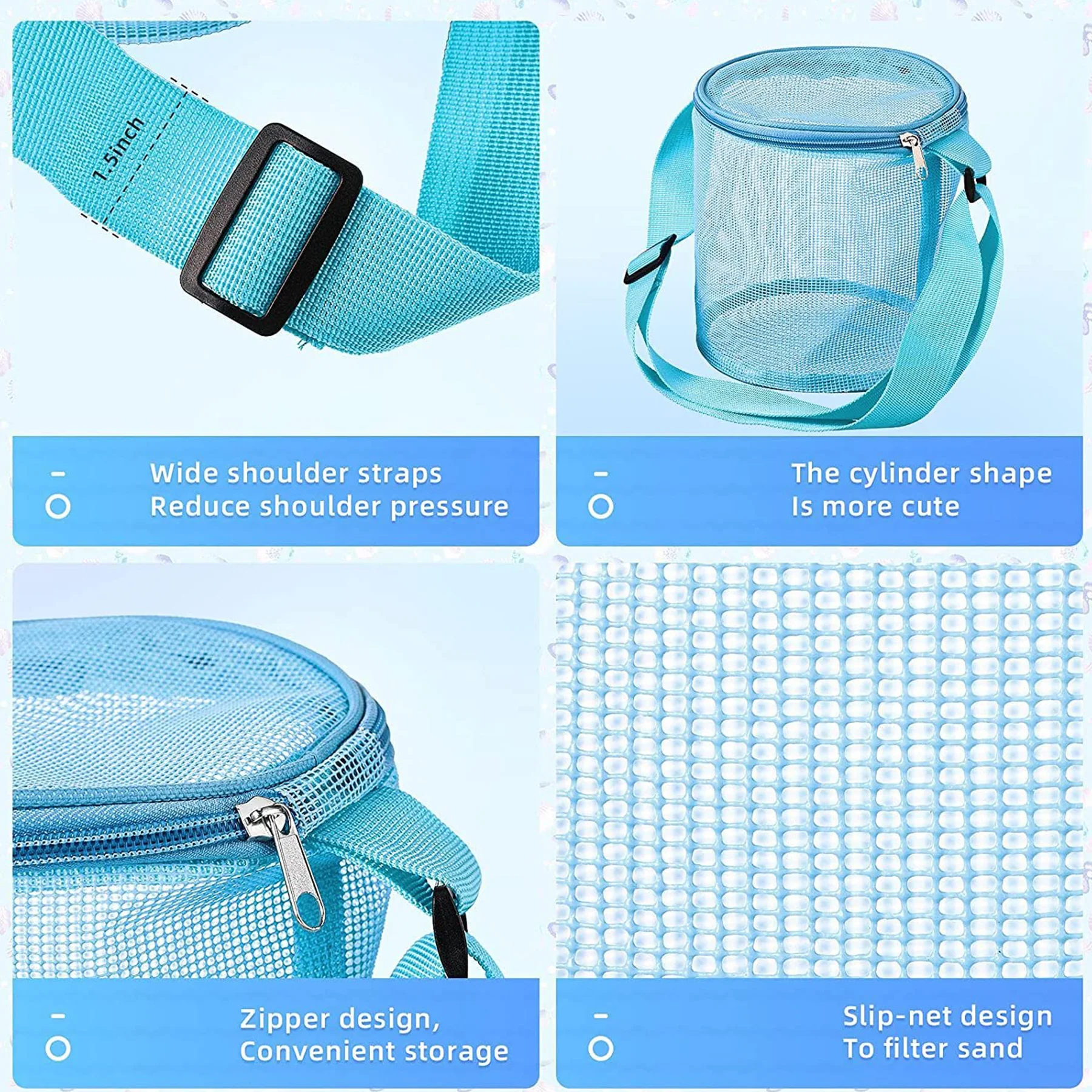 Beach Mesh Shell Bag With Adjustable Straps