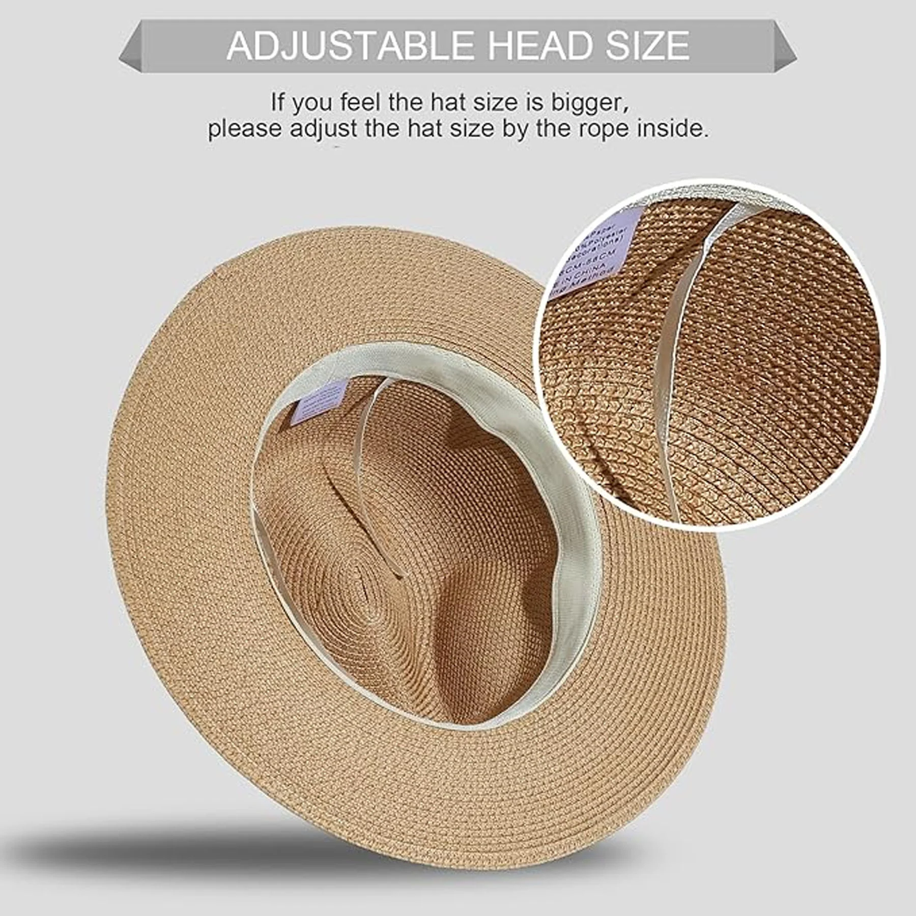 Wide Brim Straw Woven Panama Roll-Up Hat