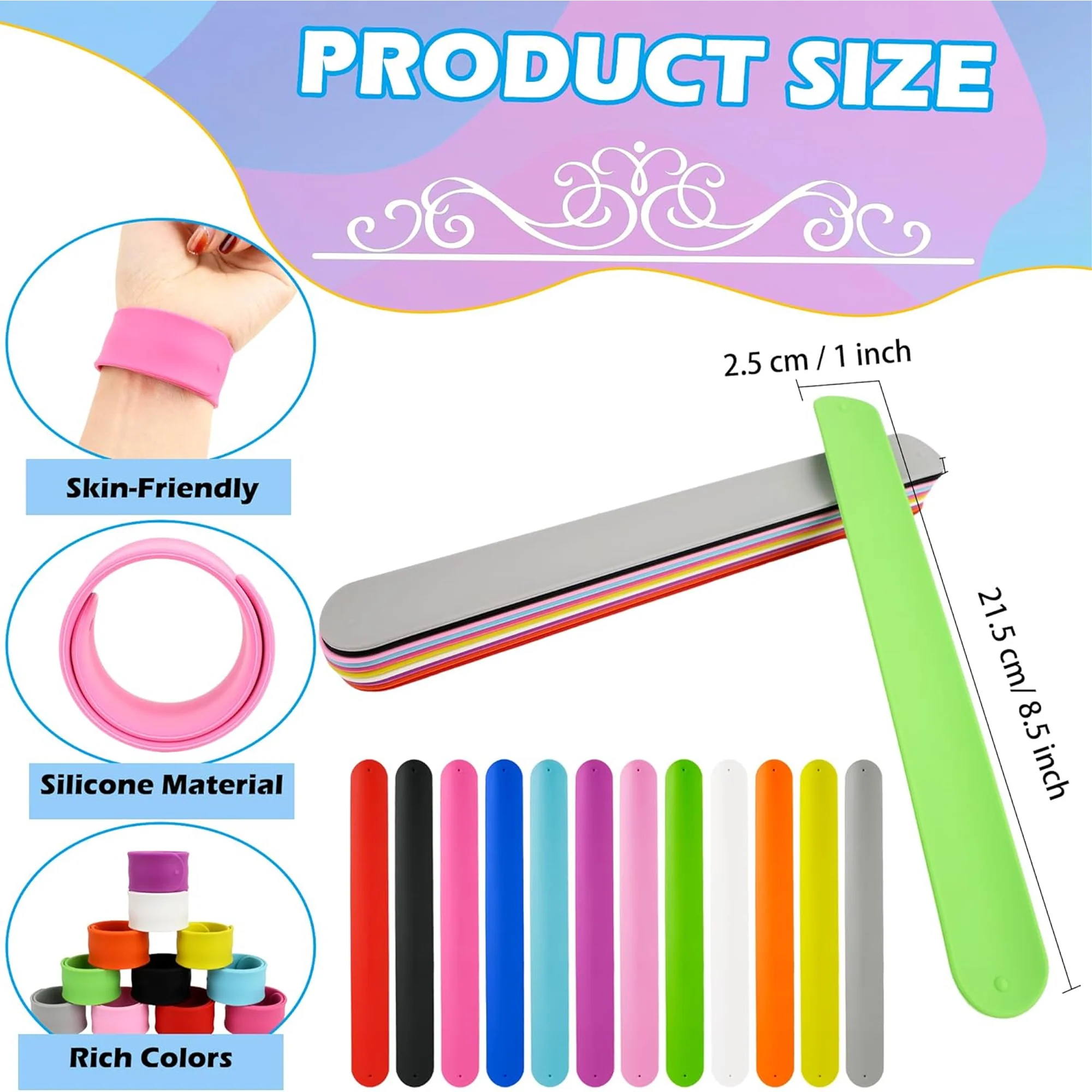 Rainbow Silicone Slap Bracelets