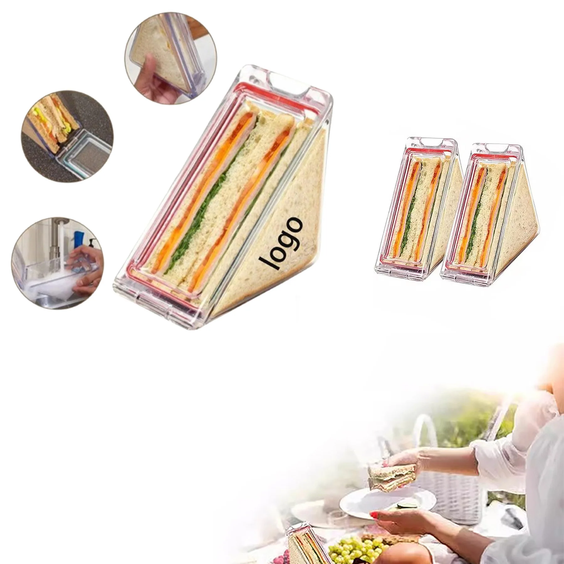Reusable Clear Safe Plastic Triangle Sandwich Container