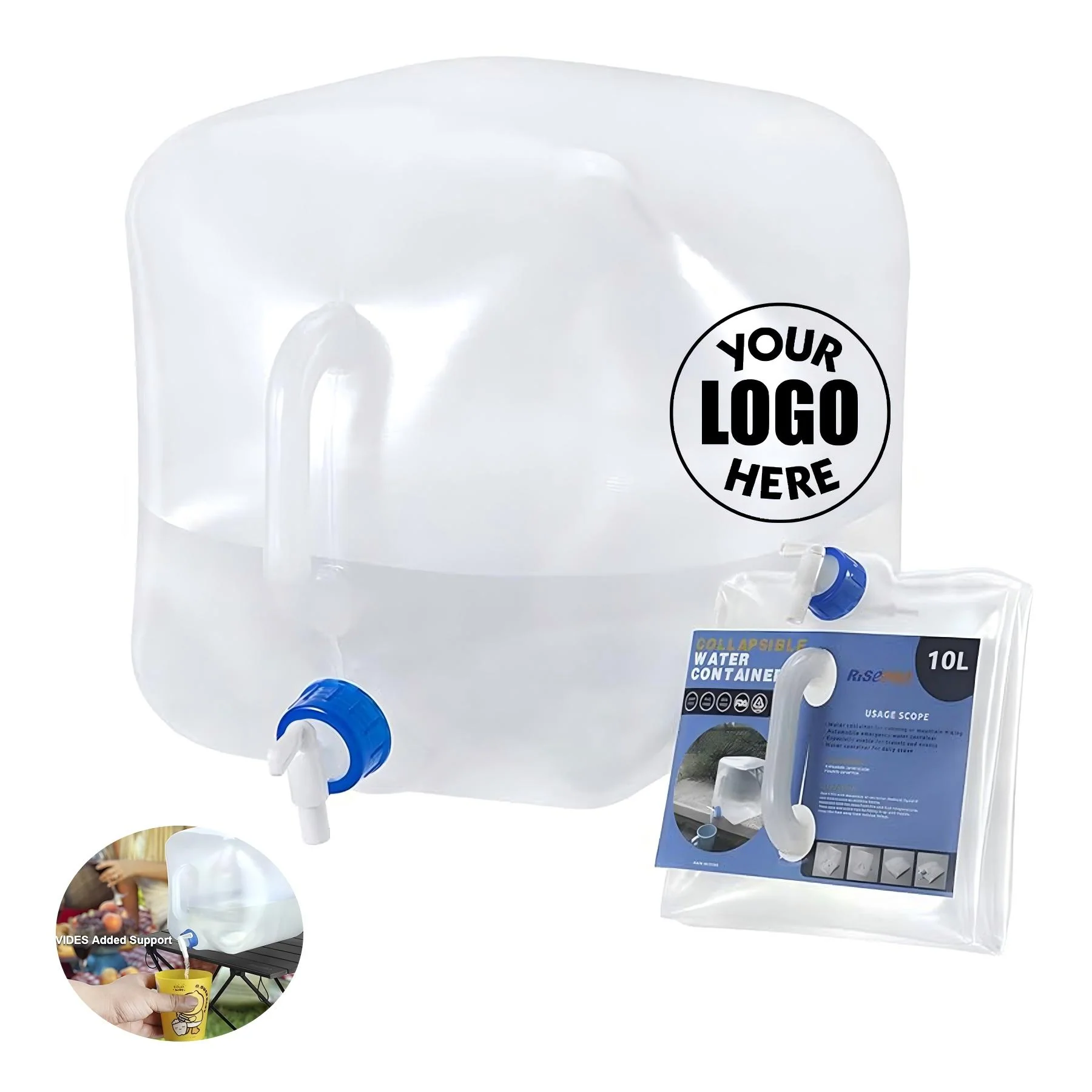 Foldable Portable Water Container With Faucet