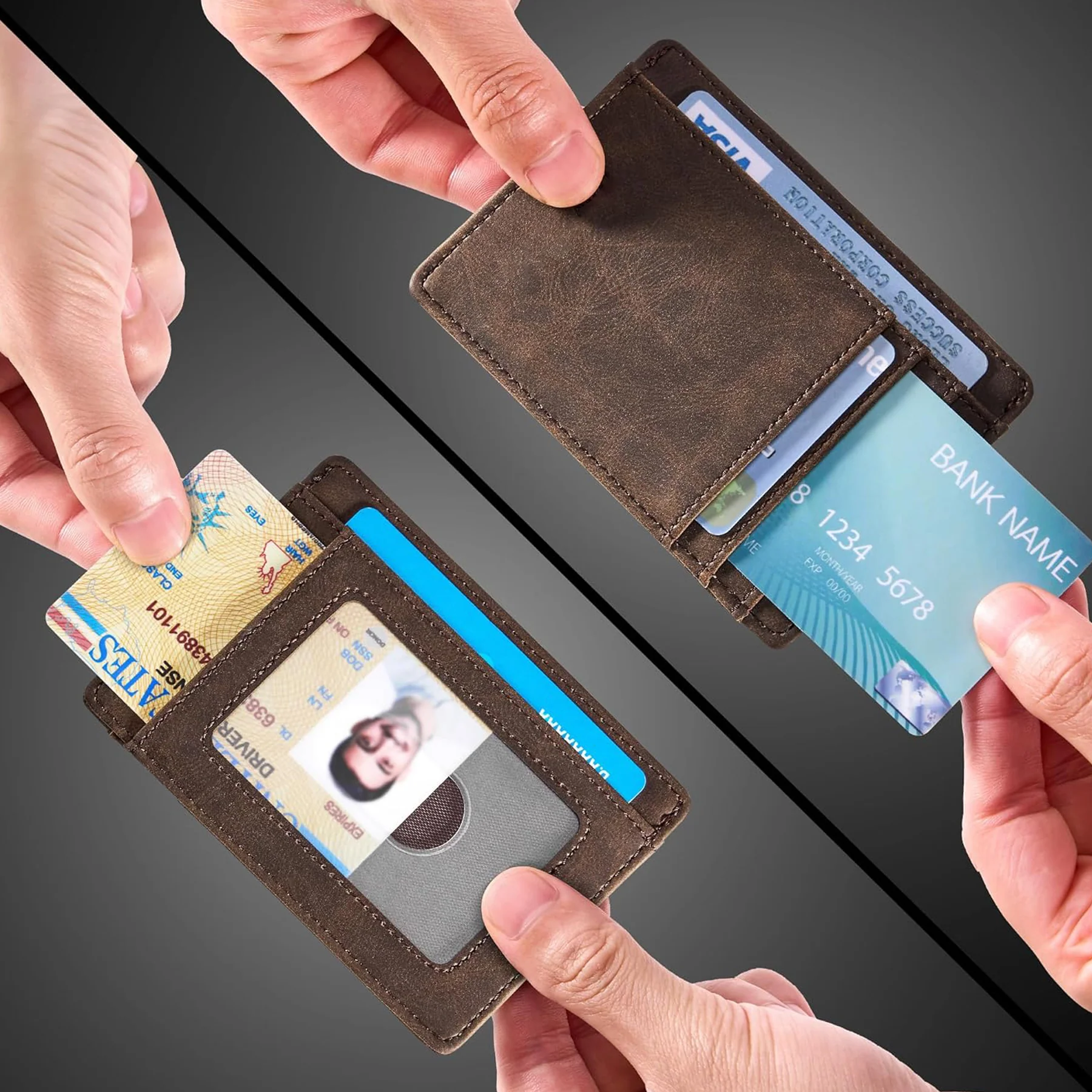 Simple Leather Slim Wallet Card Holder