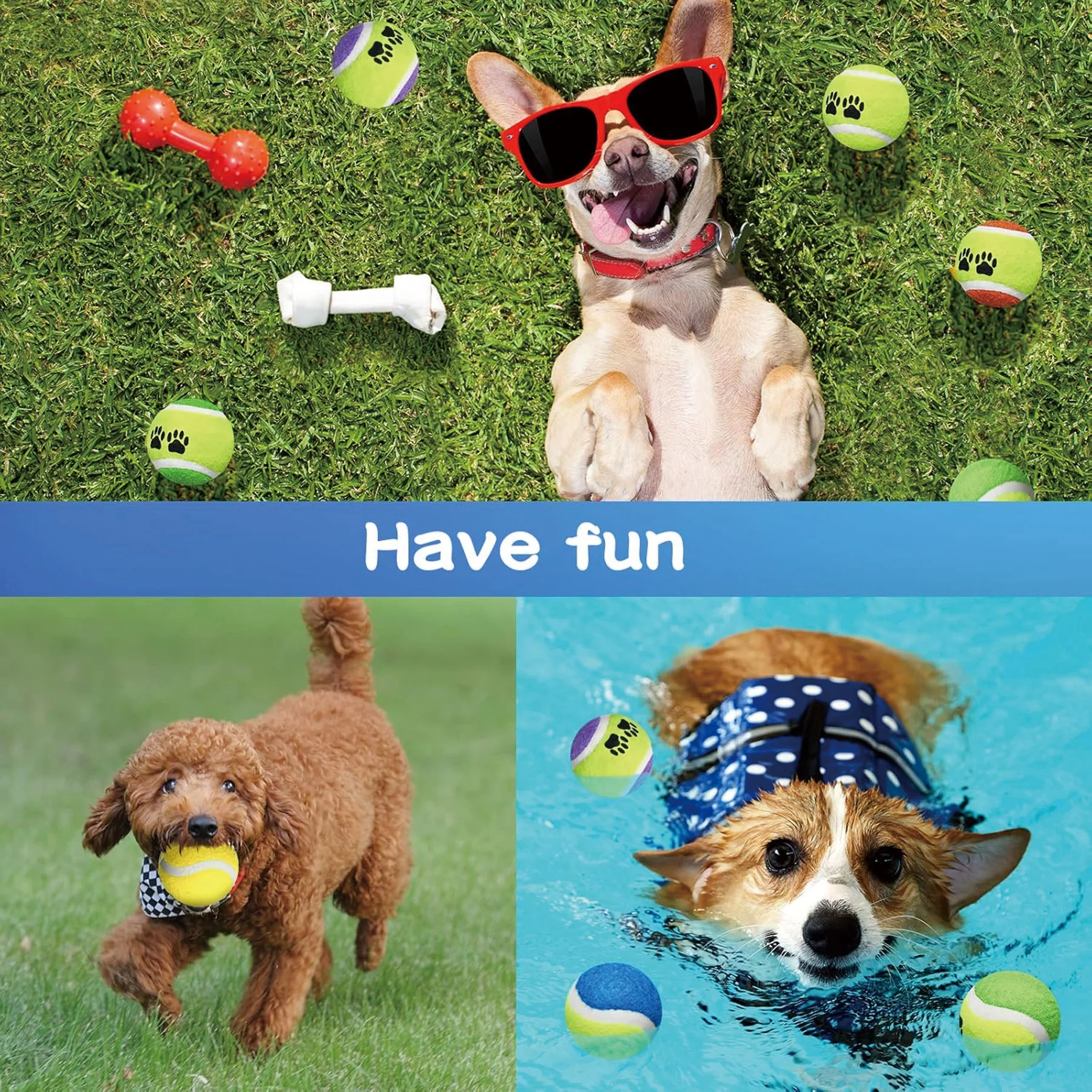 Durable Pet Tennis Ball Toy For Dog Training Play