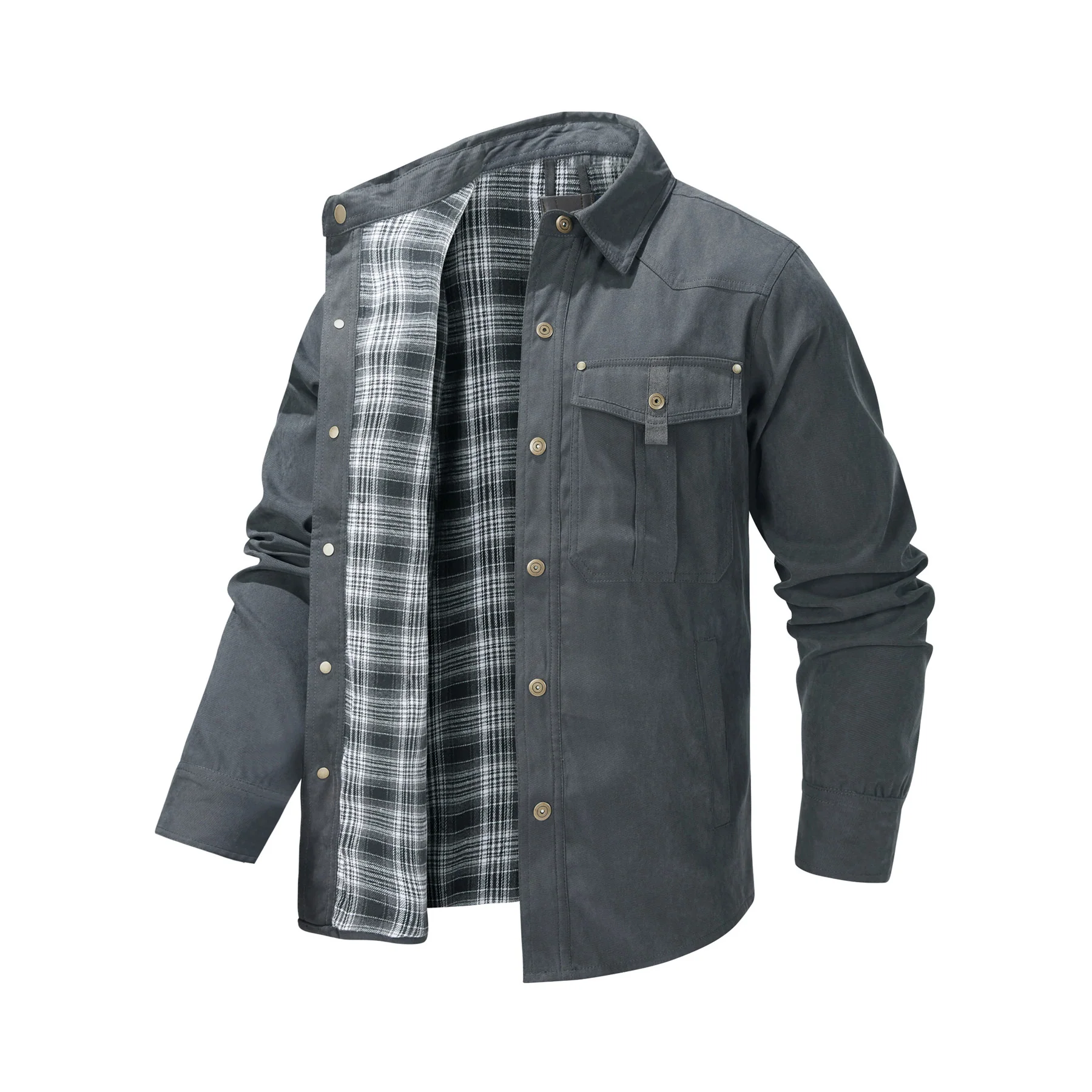 Retro Western Plaid Flannel Lapel Jacket
