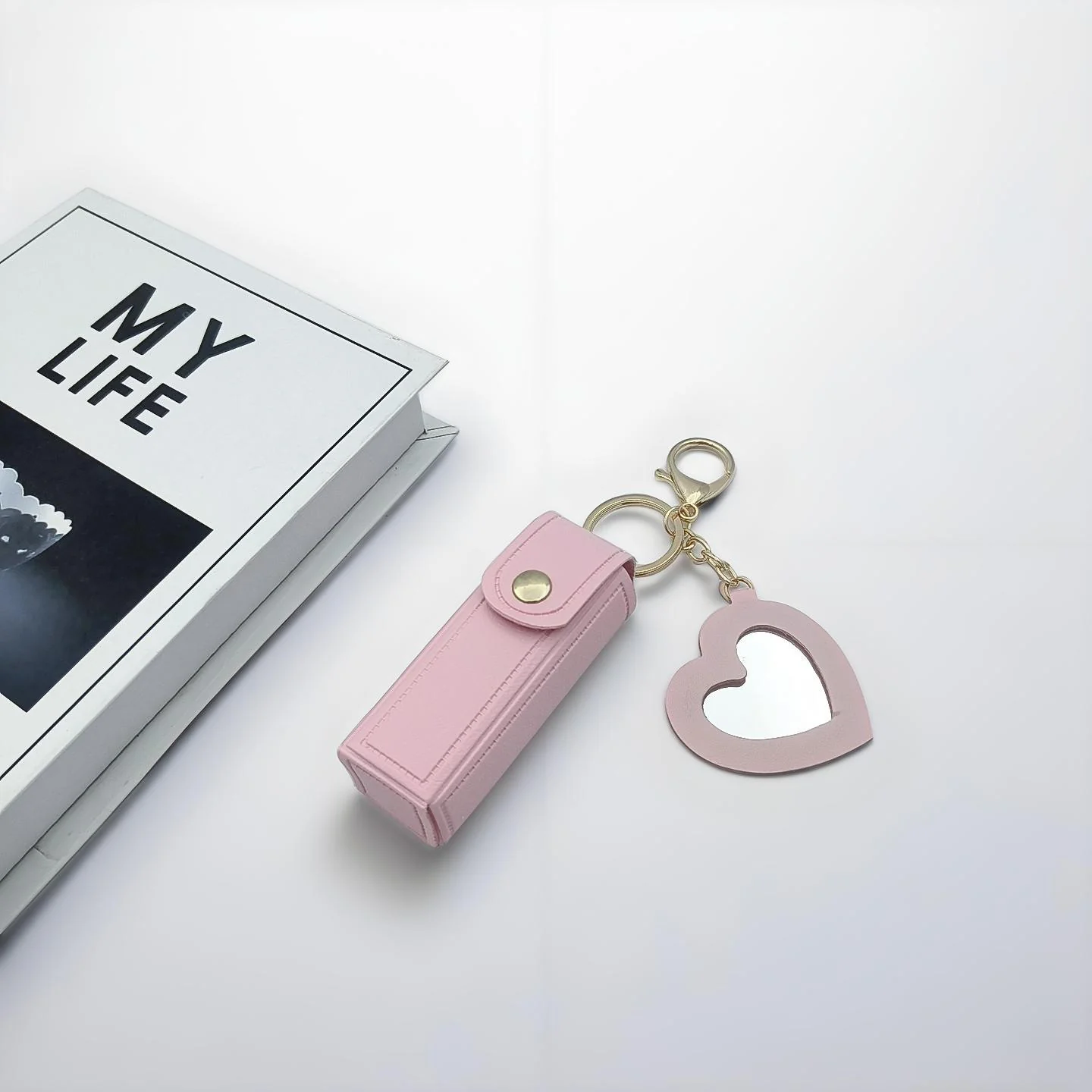 Lipstick Holder Keychain With Mirror