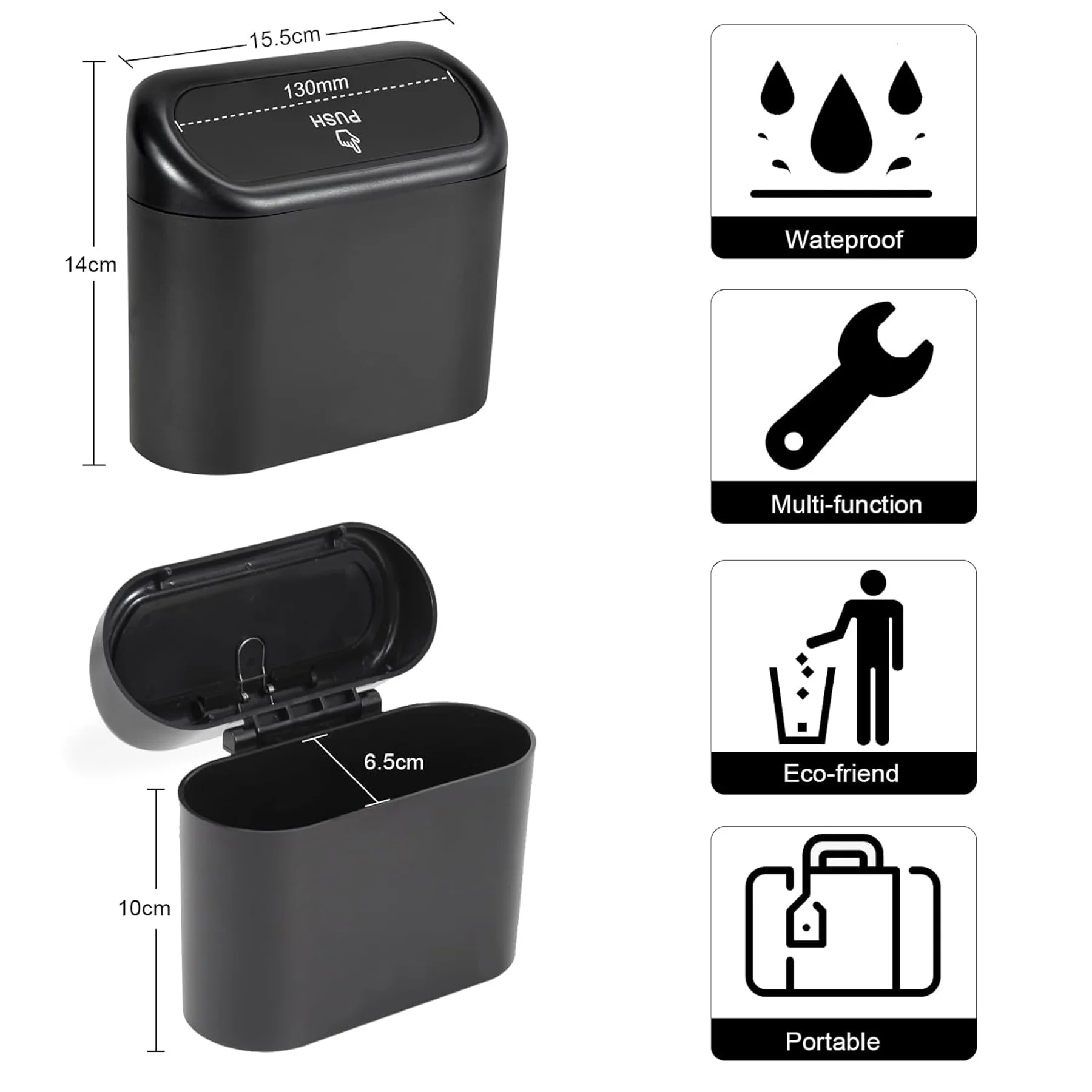 Car Trash Can Storage With Clips