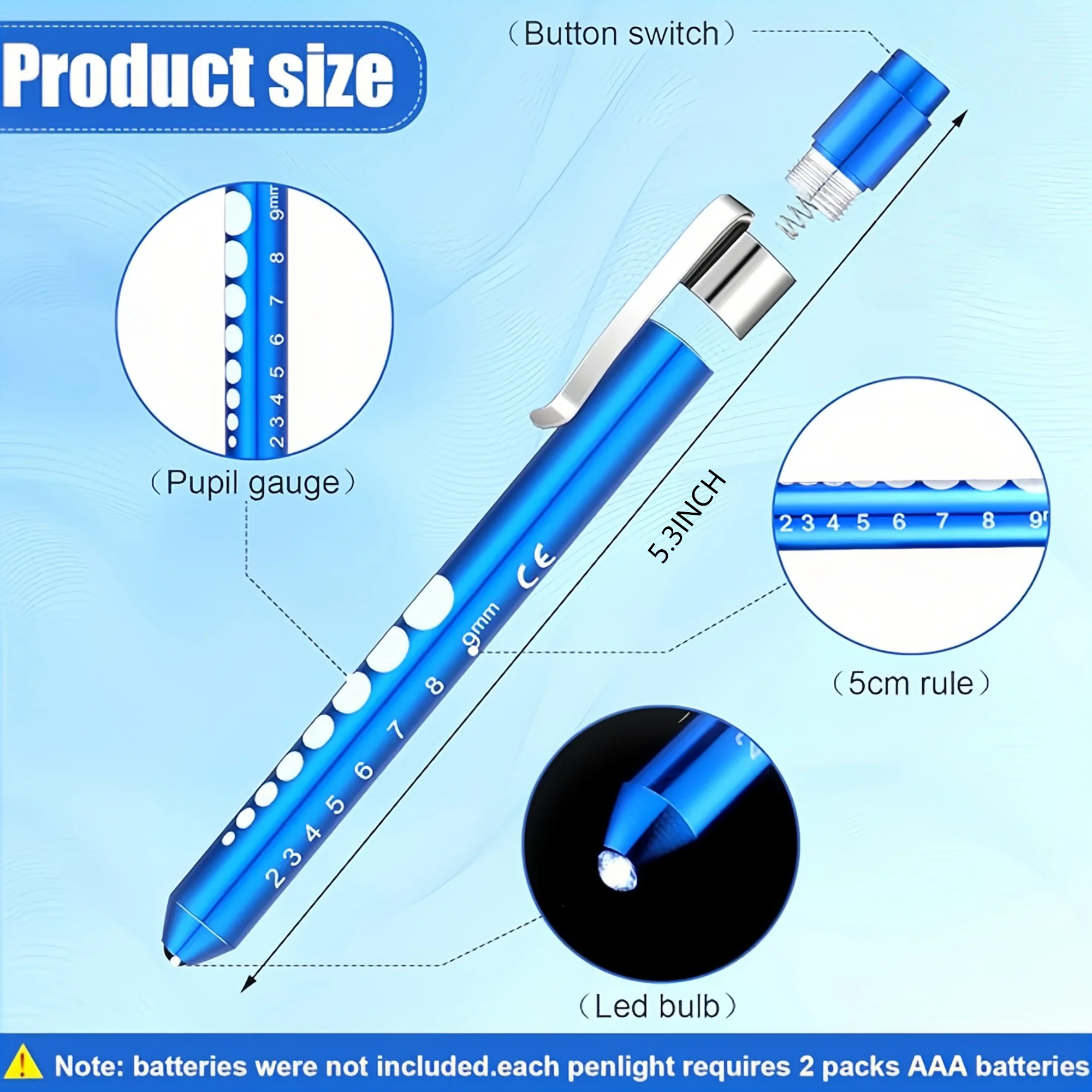 LED Medical Pen Light with Pupil Gauge