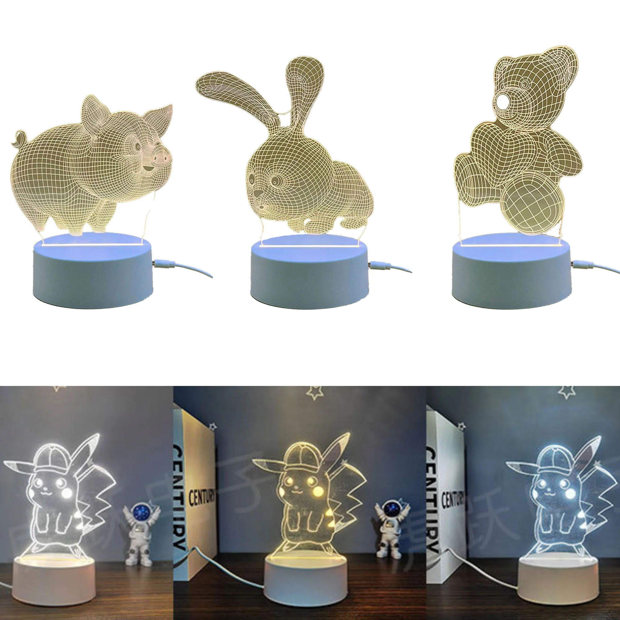 3D Illusion 3 Colors Change LED Night Light