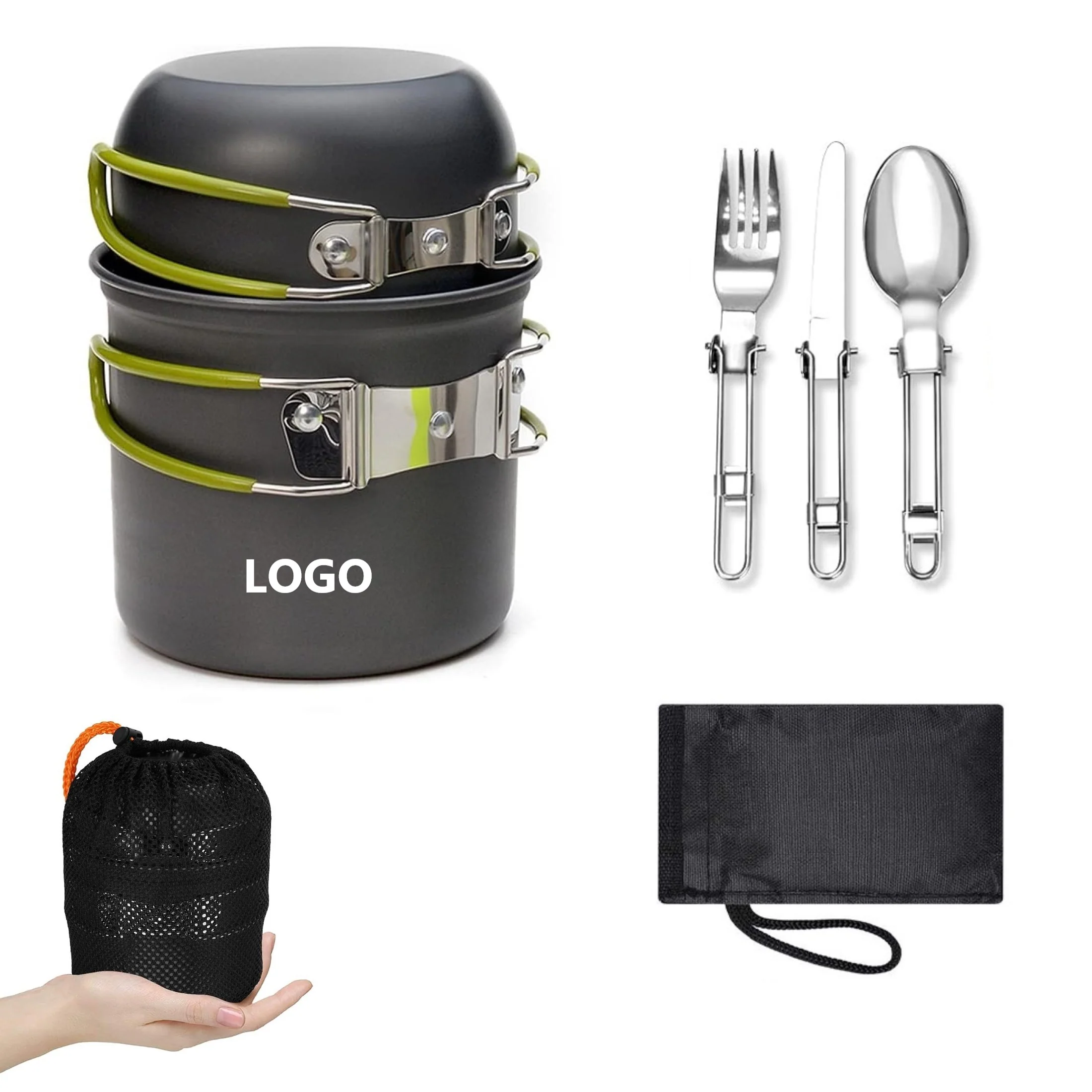5Pcs Camping Cookware Mess Kit