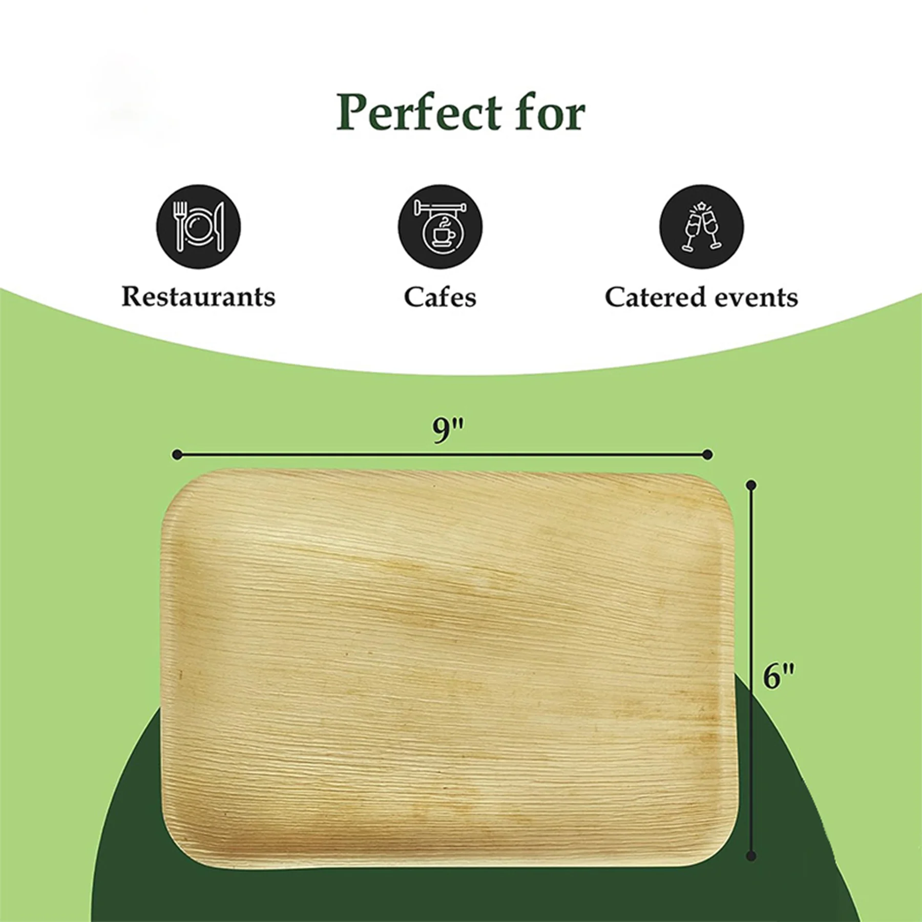 9 x 6 Inch Rectangle Palm Leaf Plates